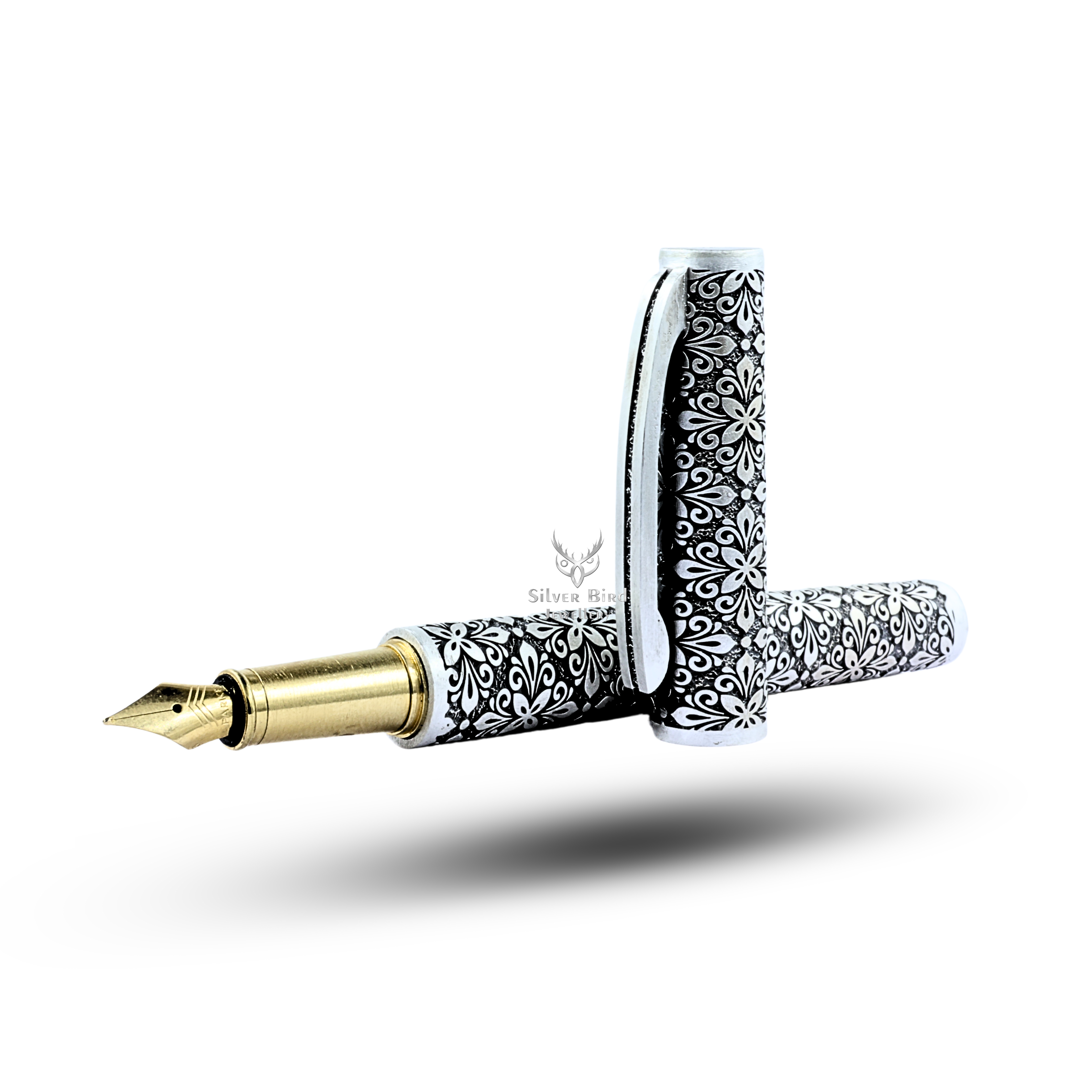 Stencils style Luxury Premium 925 Sterling Silver Fountain Pen
