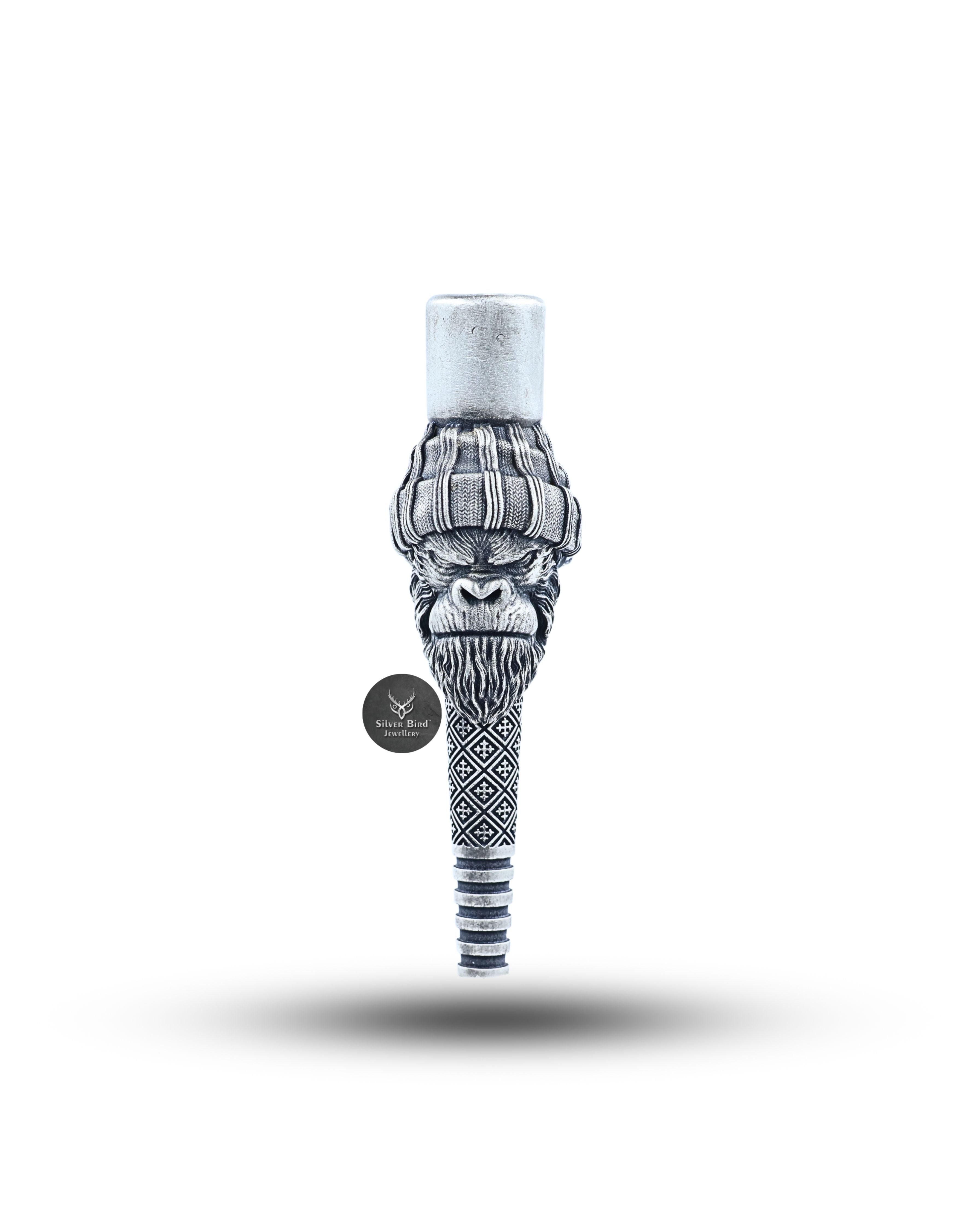 Gangster Monkey Hookah Filter Shisha Tobacco Smoke Mouth Tip Pipe 925 Silver