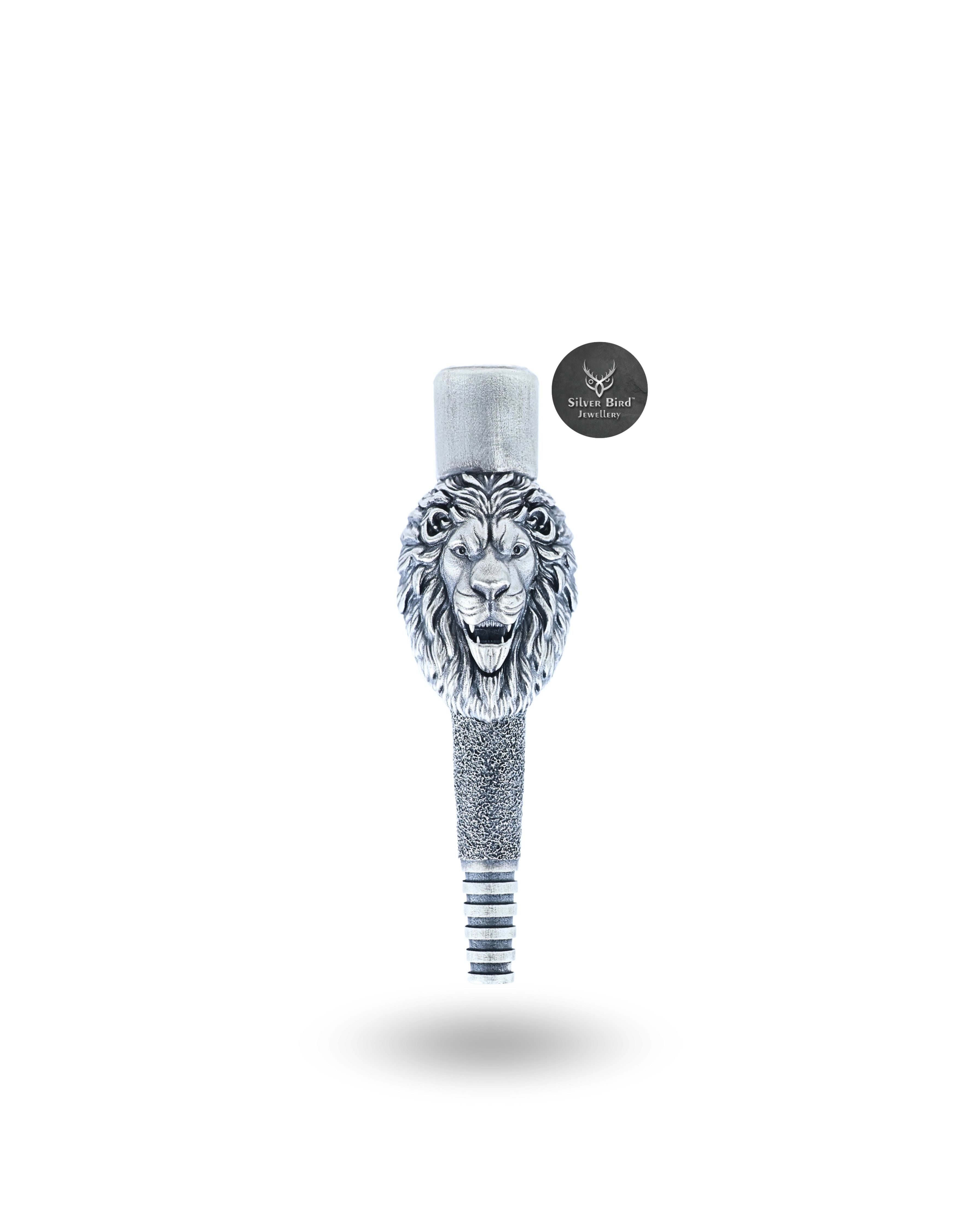 Lion Hookah Filter Shisha Tobacco Smoke Mouth Tip Pipe 925 Silver