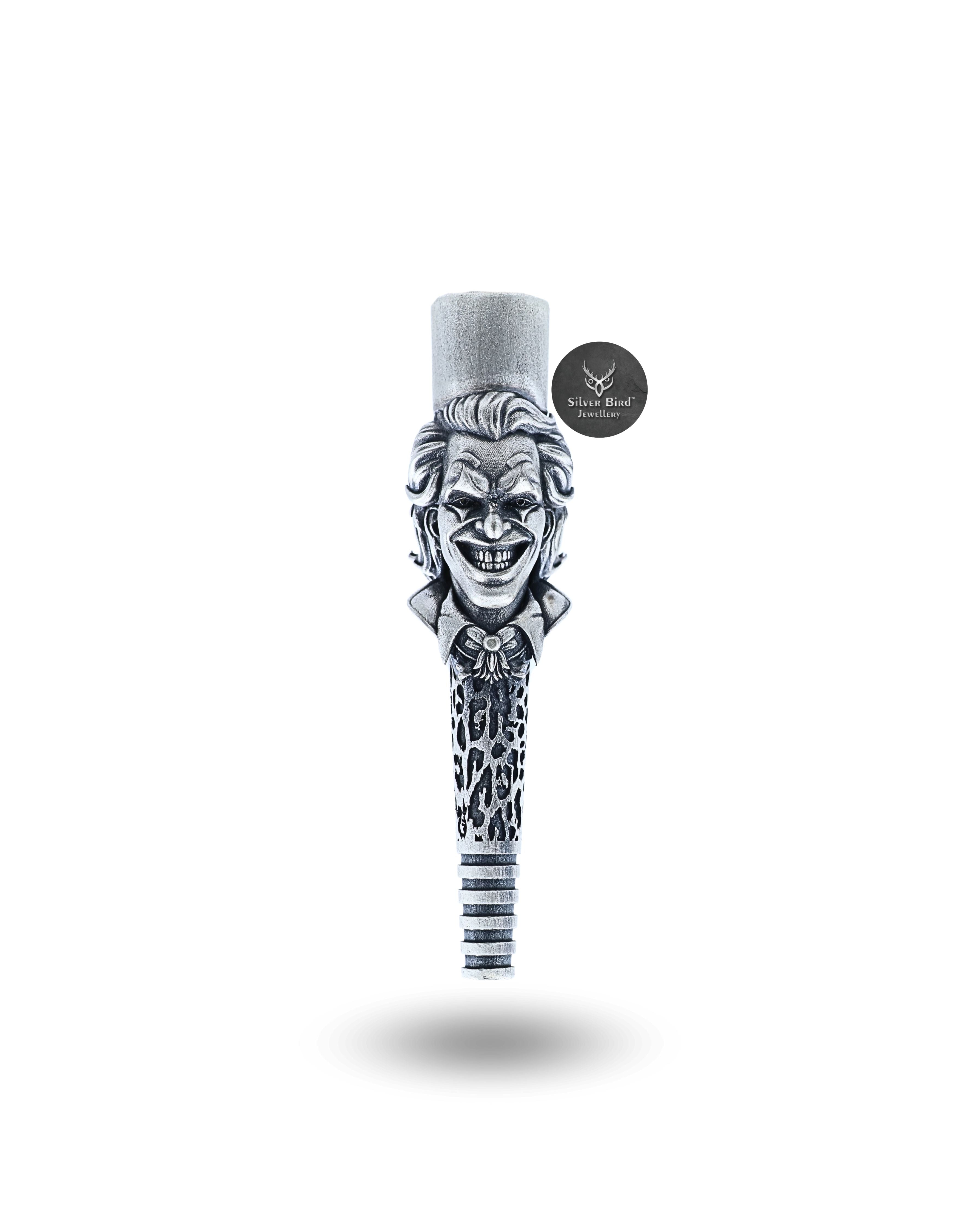 Joker Humorist Hookah Filter Shisha Tobacco Smoke Mouth Tip Pipe 925 Silver
