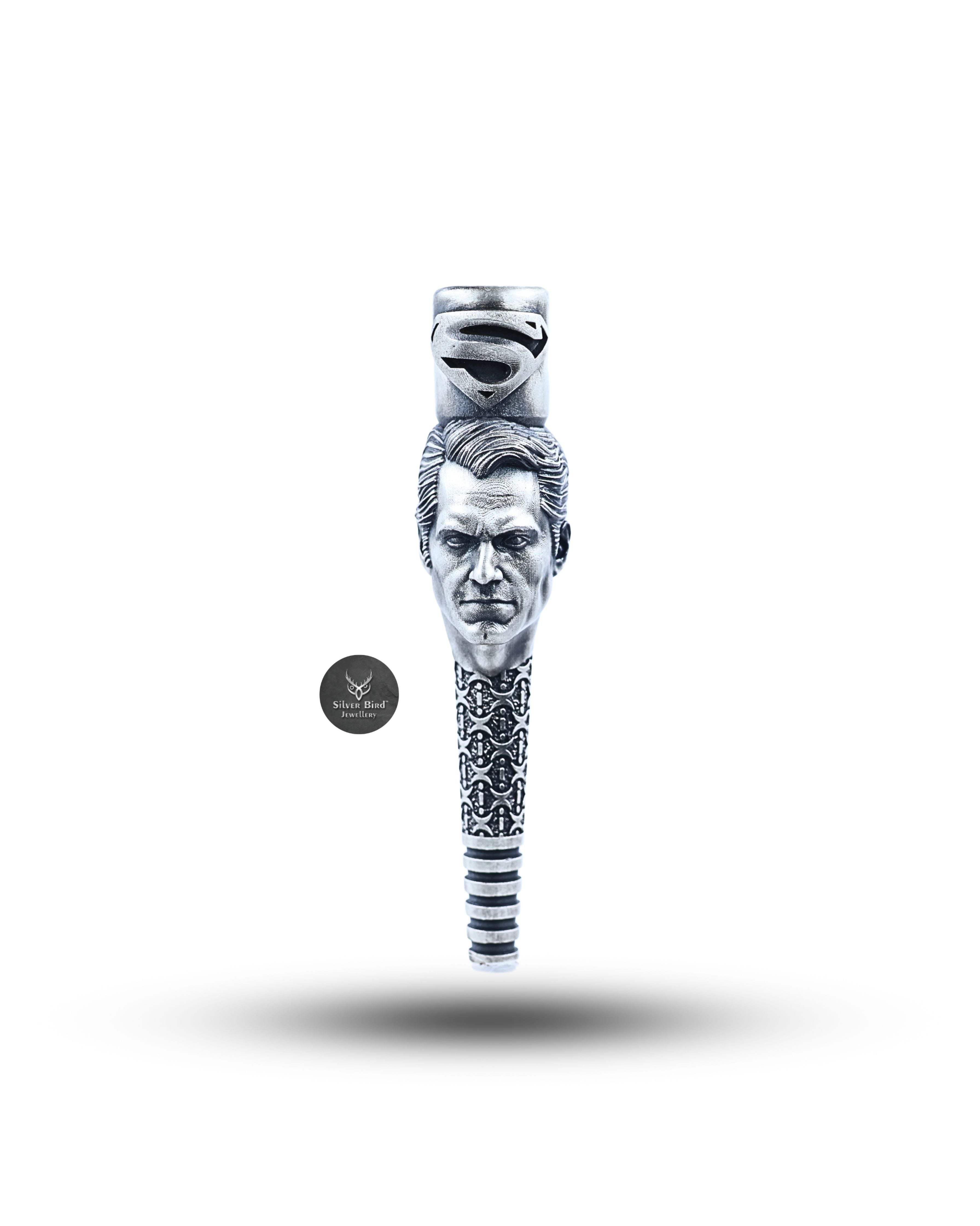 SuperMan Hookah Filter Shisha Tobacco Smoke Mouth Tip Pipe 925 Silver