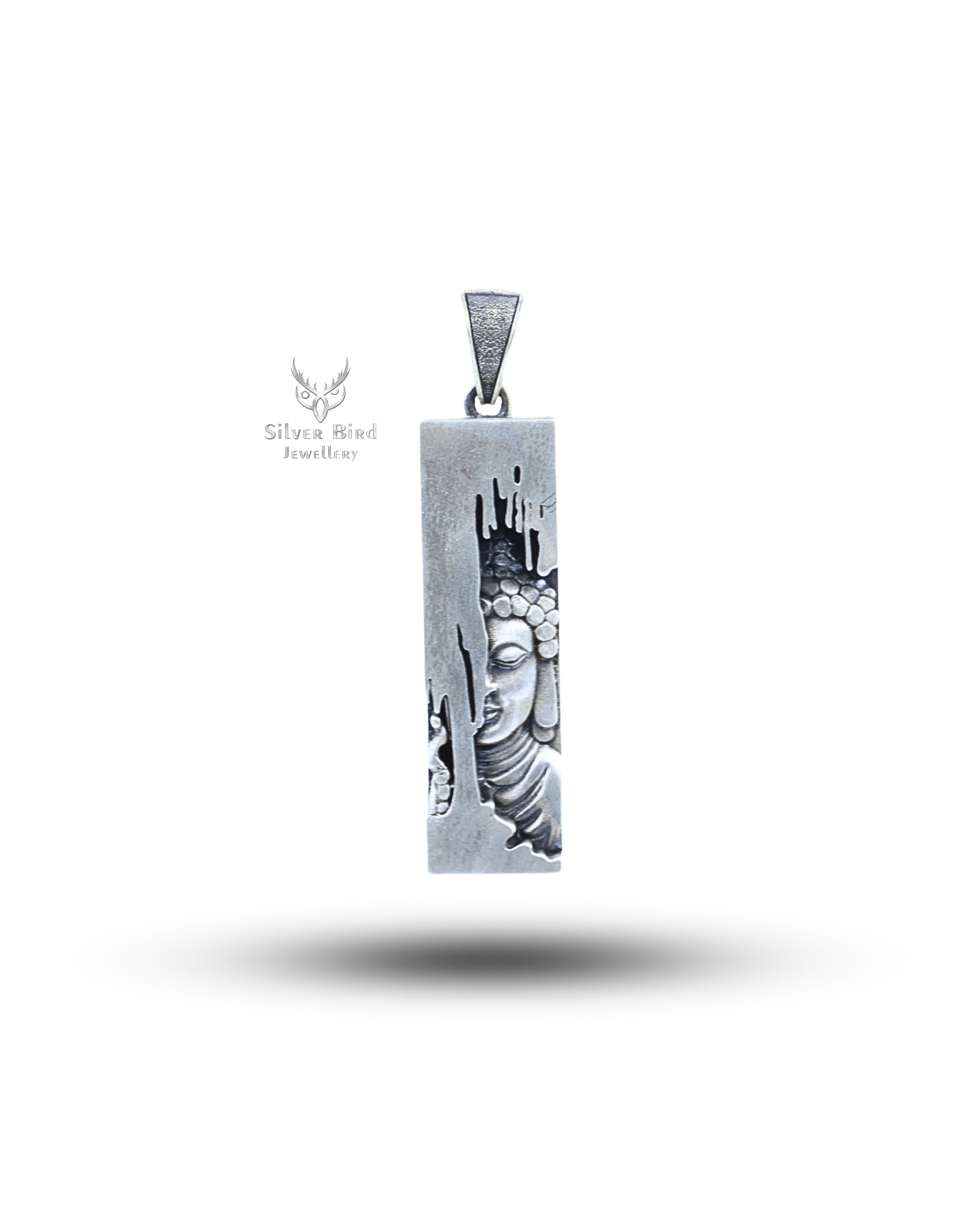 Buddha Carving Head 925 Sterling Silver Pendent