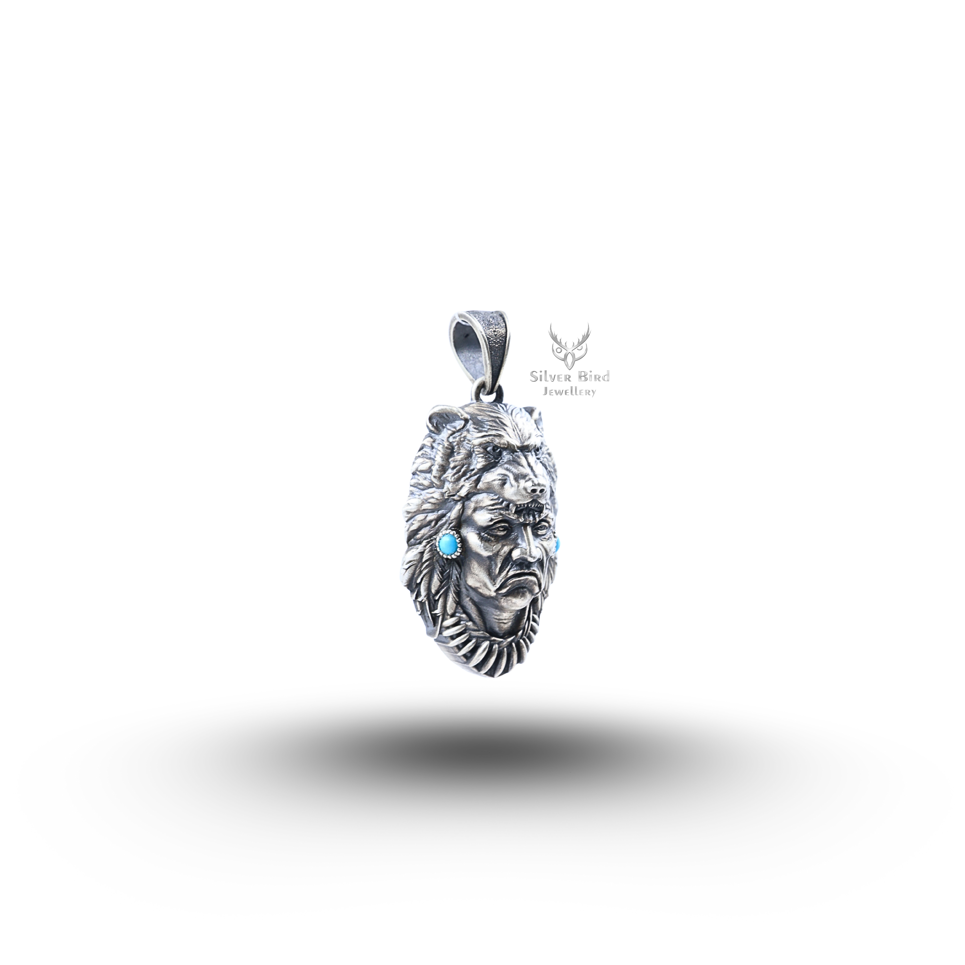 Native American Chief 925 Sterling Silver Pendant