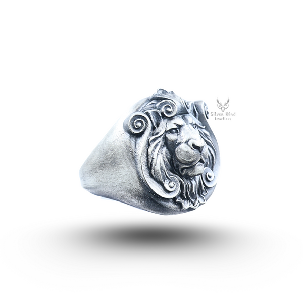 Antique Style African Lion 925 Sterling Silver Ring