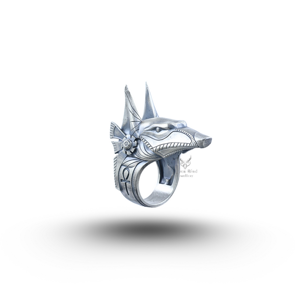 Anubis Egyptian Deity God Ankh 925 Sterling Silver Ring