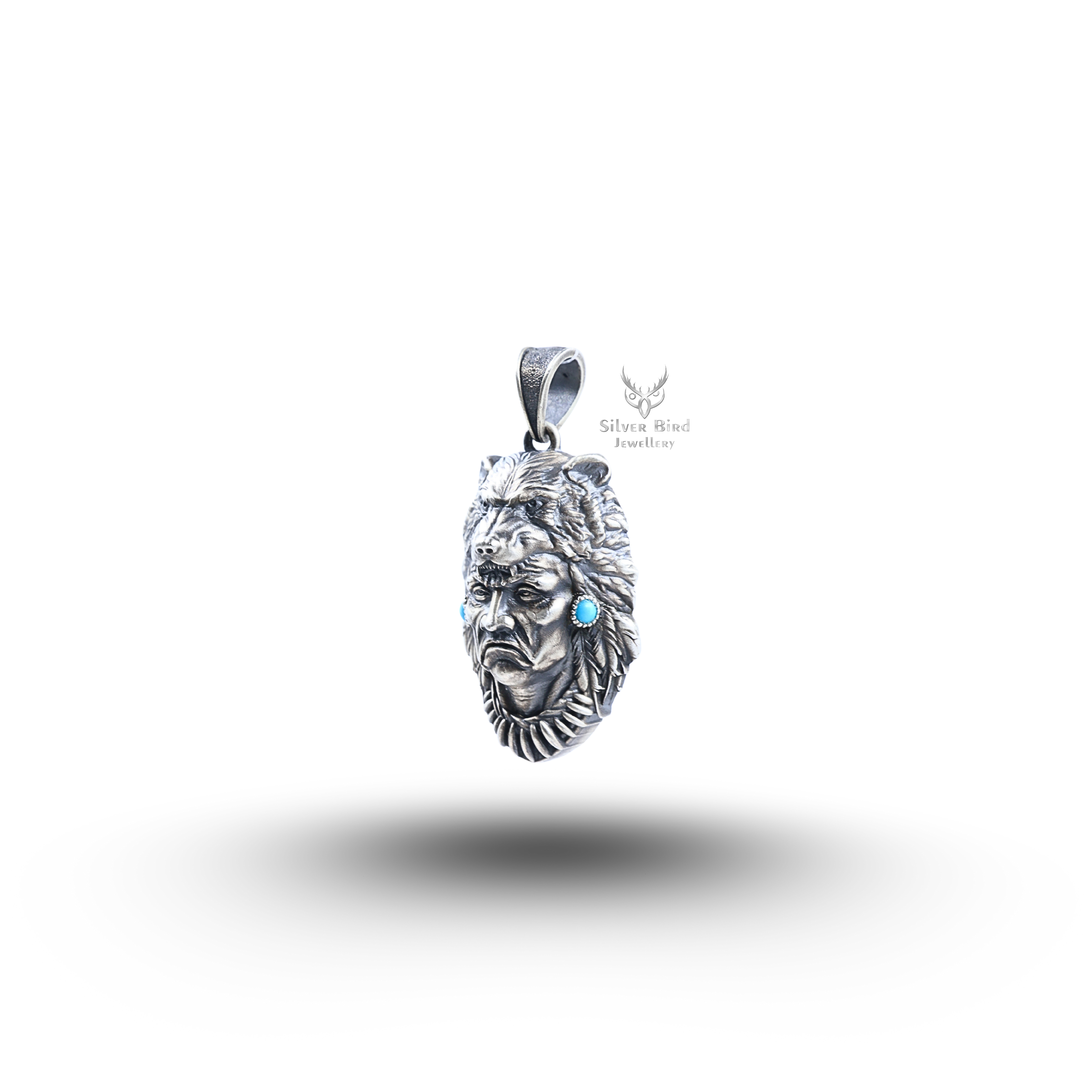 Native American Chief 925 Sterling Silver Pendant