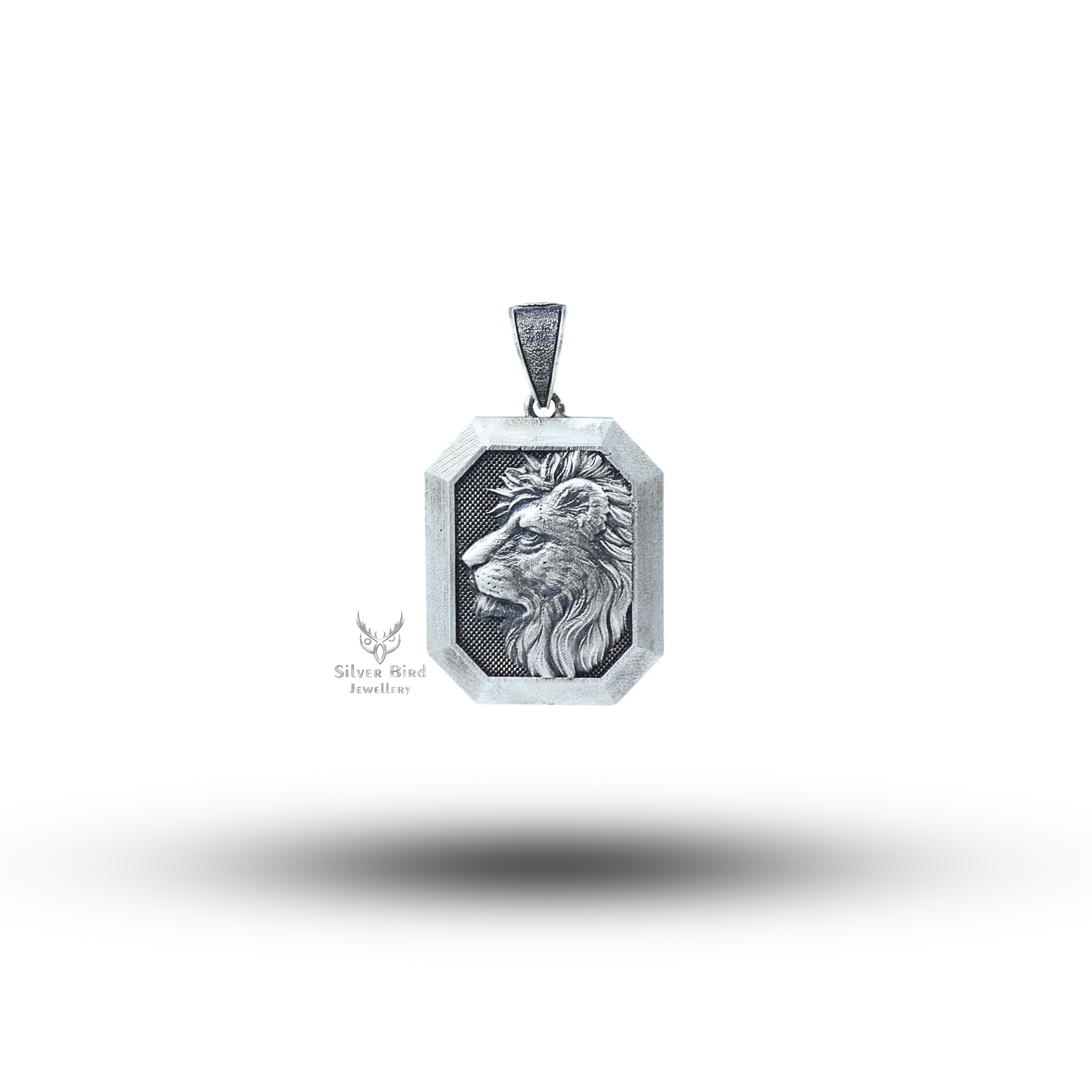 African Lion Frame 925 Sterling Silver Pendant