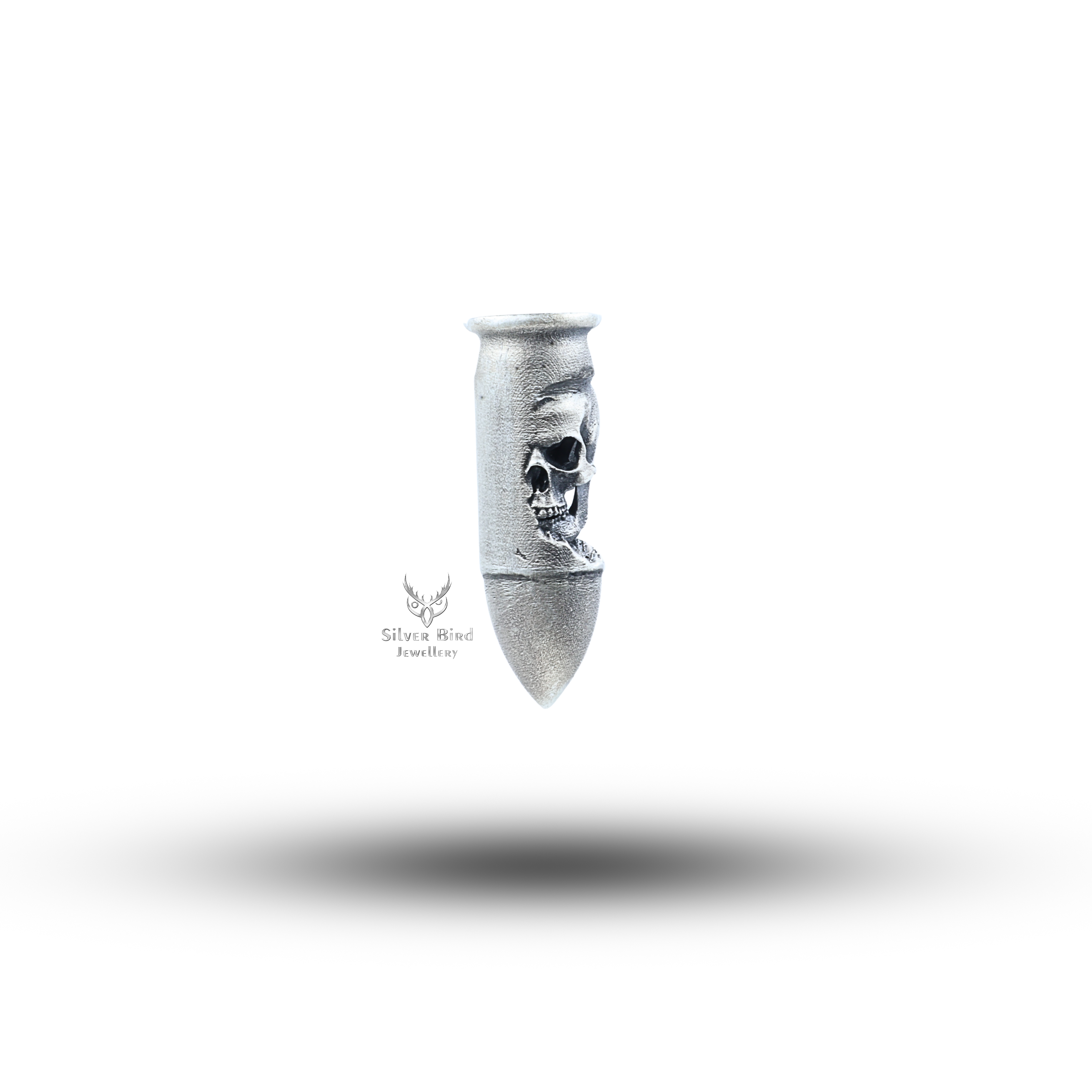 Angry Bullet Gothic Skull 925 Sterling Silver Pendant