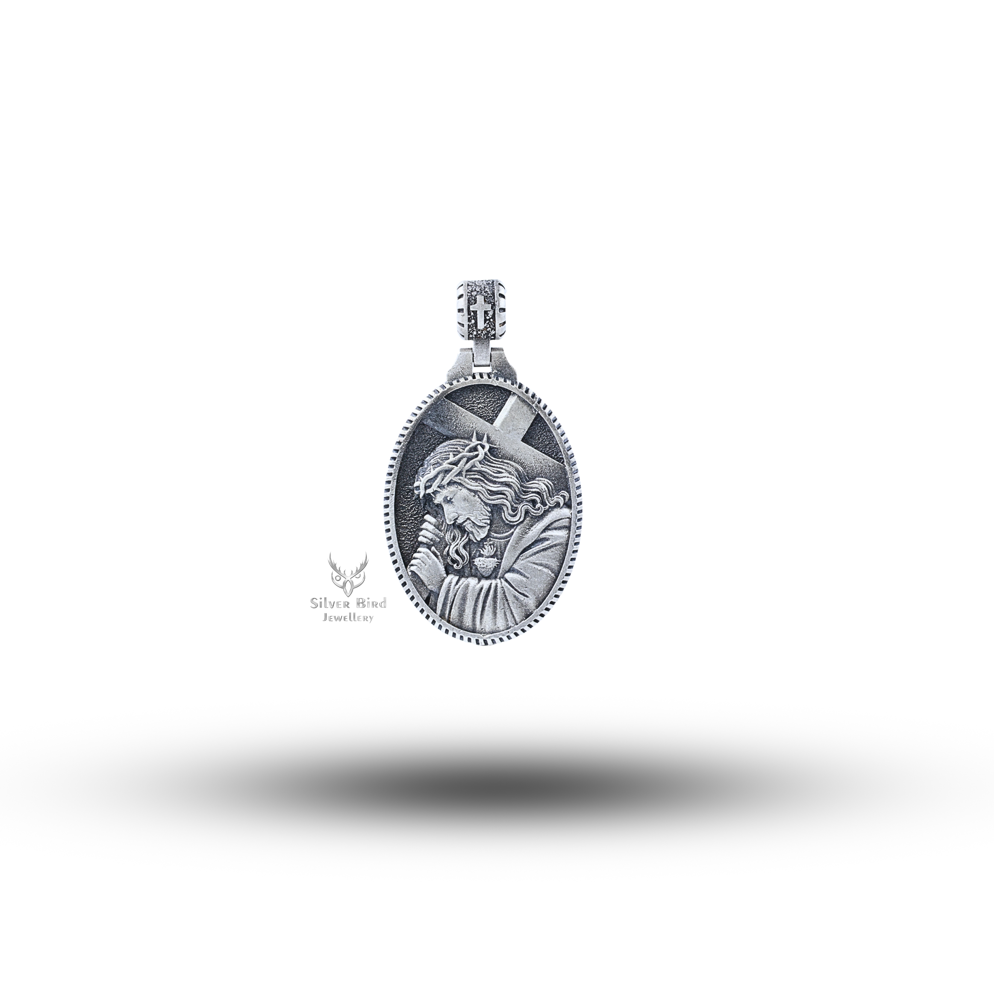 Jesus Carrying The Cross 925 Sterling Silver Pendant