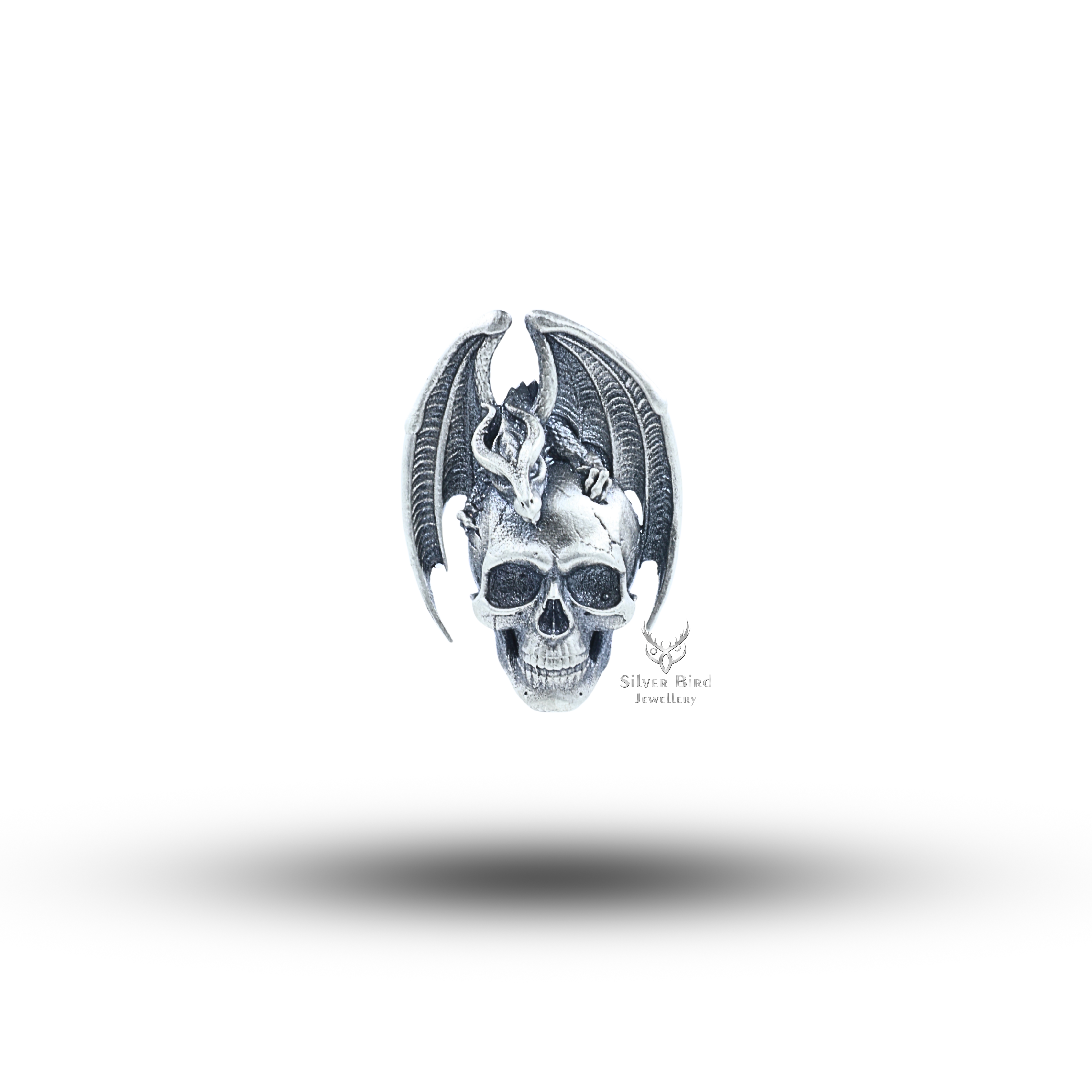Dragon Wings Skull 925 Sterling Silver Pendant