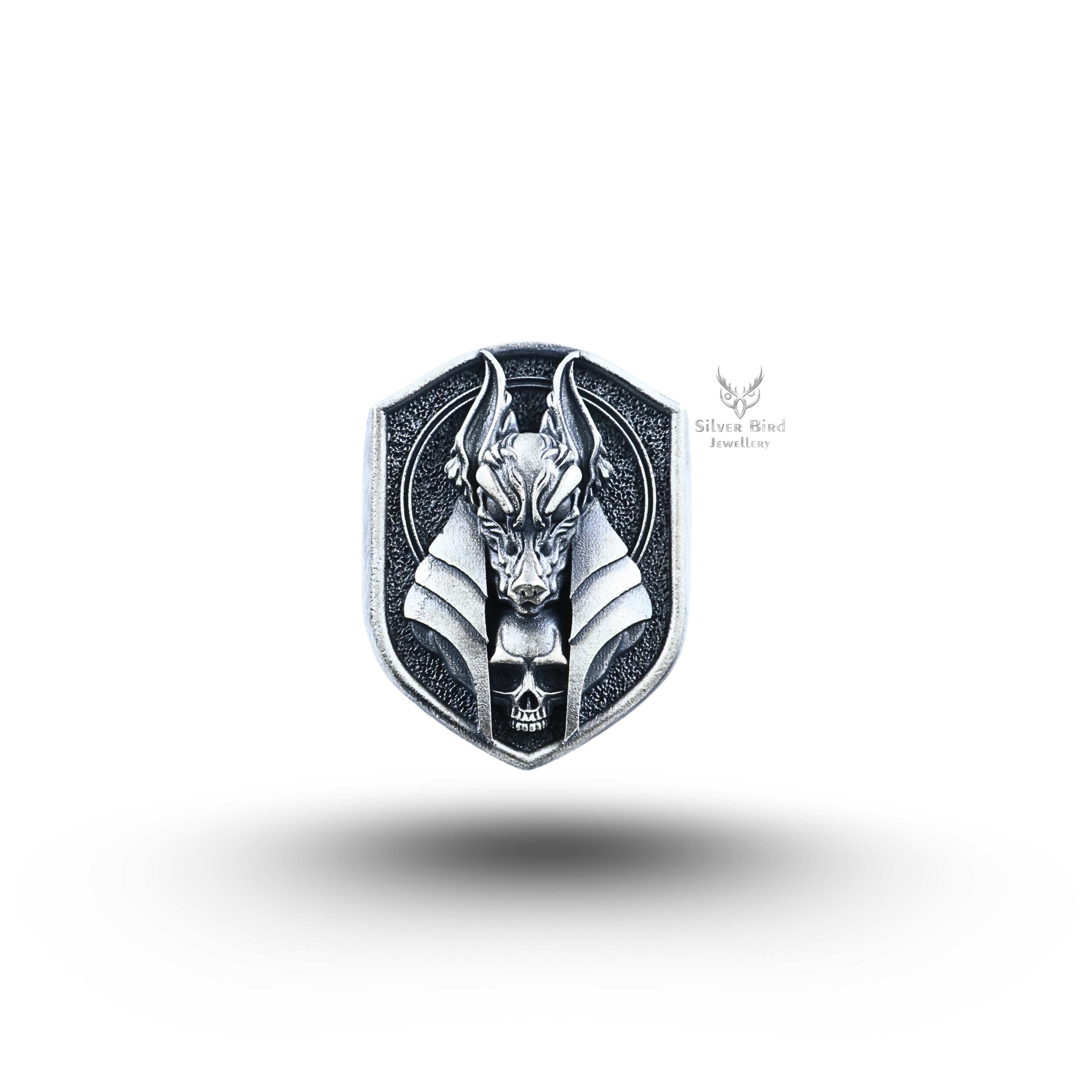 God of Death Anubis Skull Egyptian 925 Sterling Silver Ring