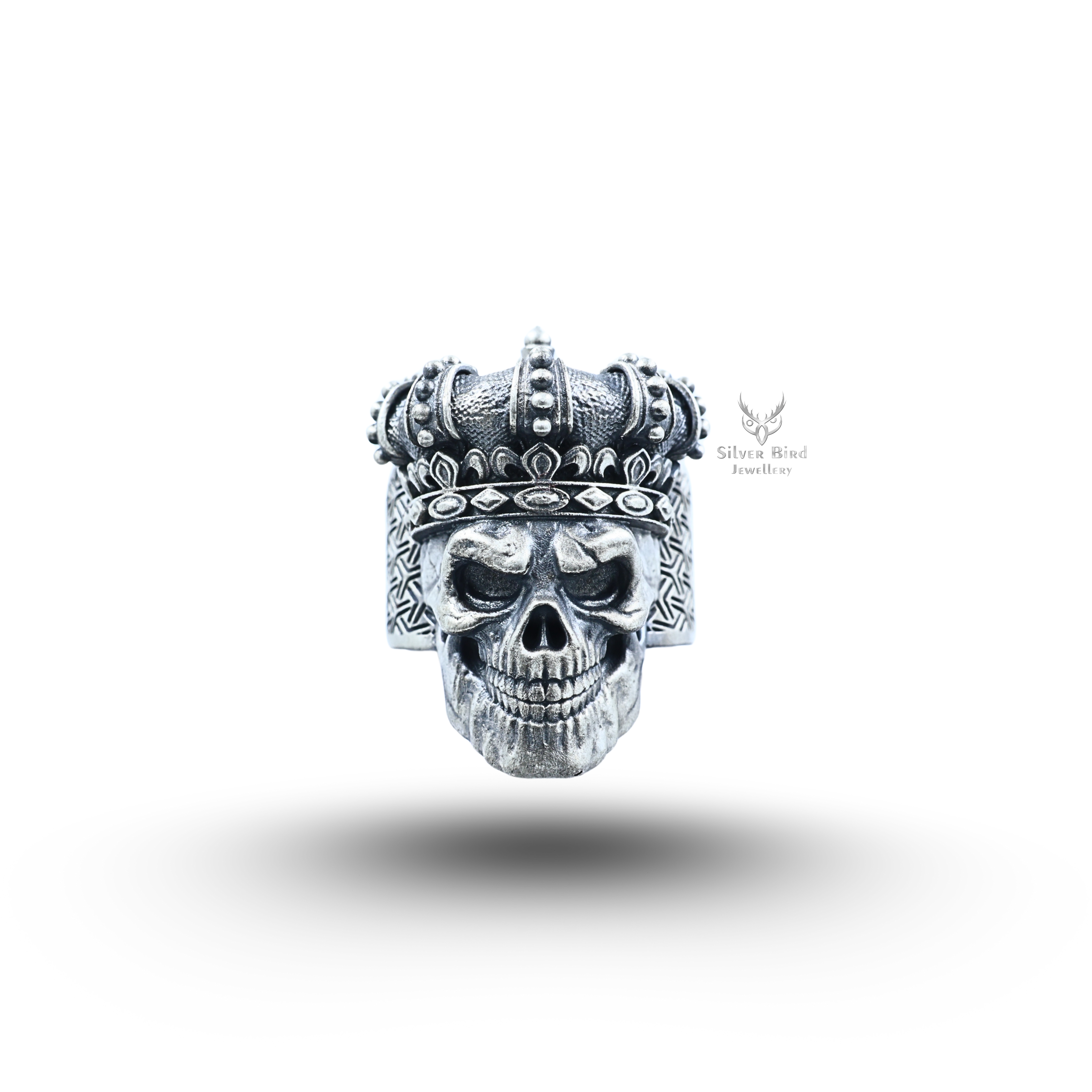 King Emperor Monarch Gothic Skull Crown 925 Sterling Silver Ring