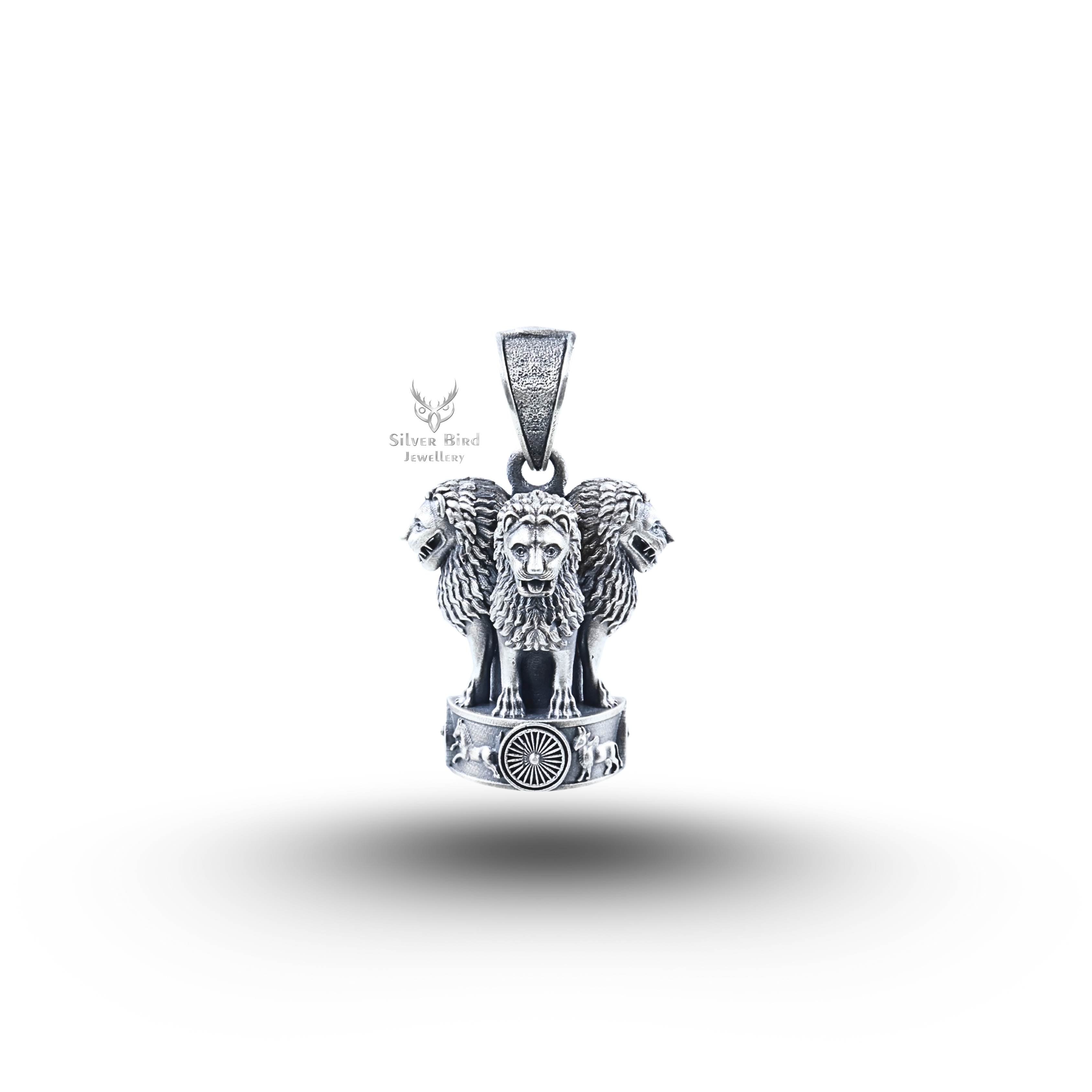 National Emblem Ashok Stambh Lion 925 Sterling Silver Pendant