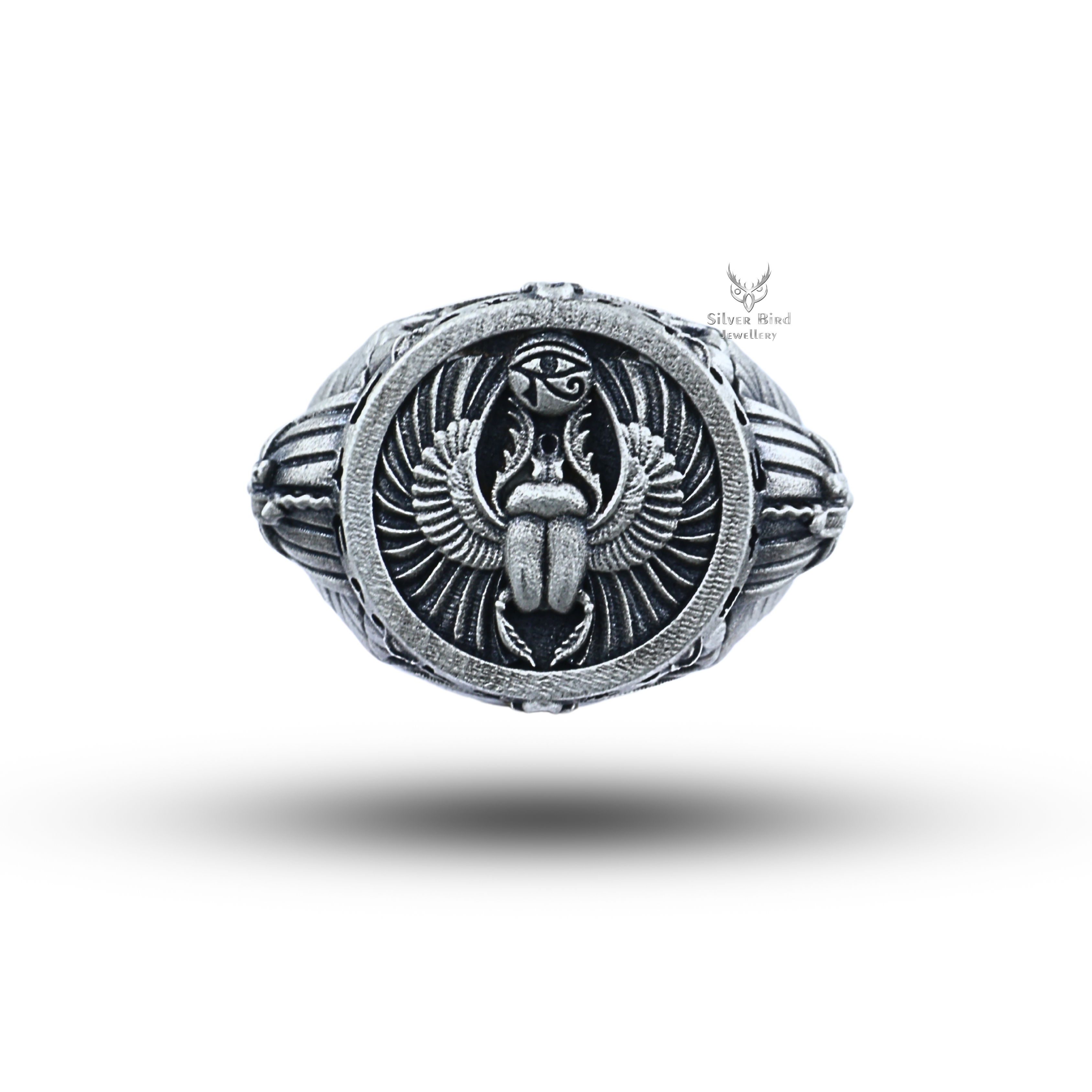Scarab Pharaoh Egyptian 925 Sterling Silver Ring