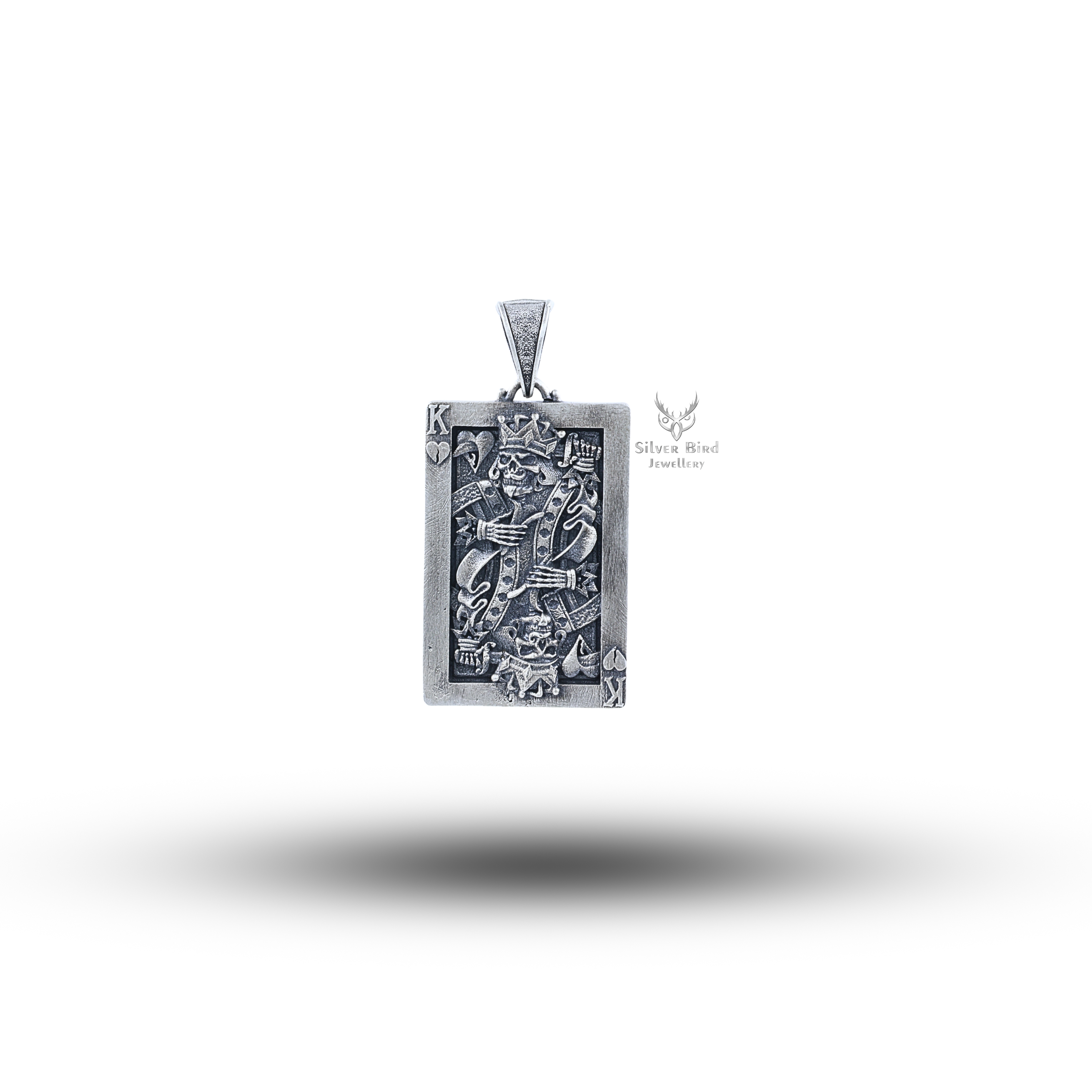 Playing Card Undead King Of Heart 925 Sterling Silver Pendant