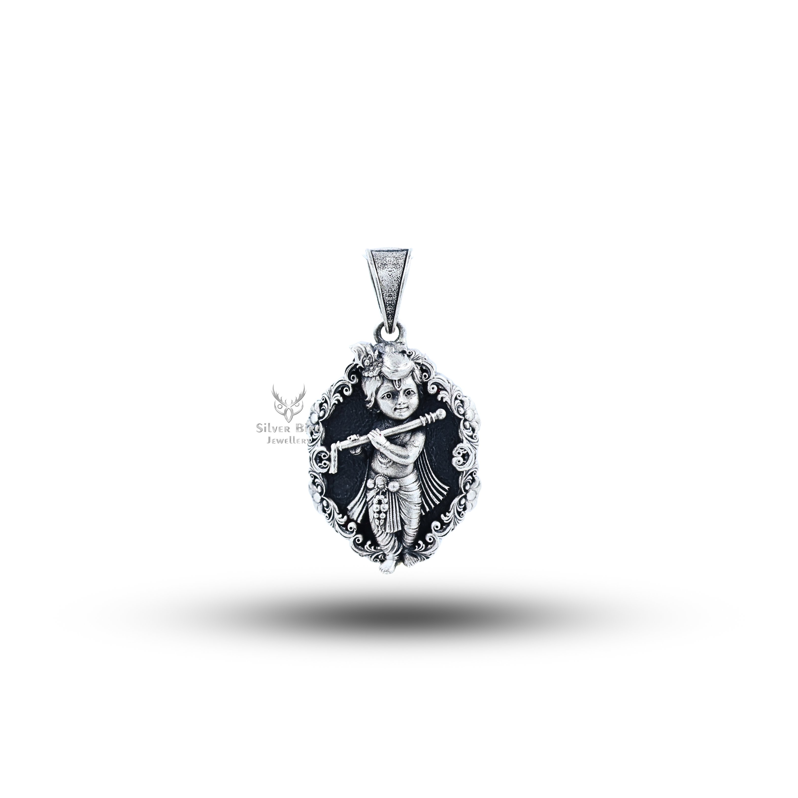 Bal Krishna Playing Flute 925 Sterling Silver Pendant