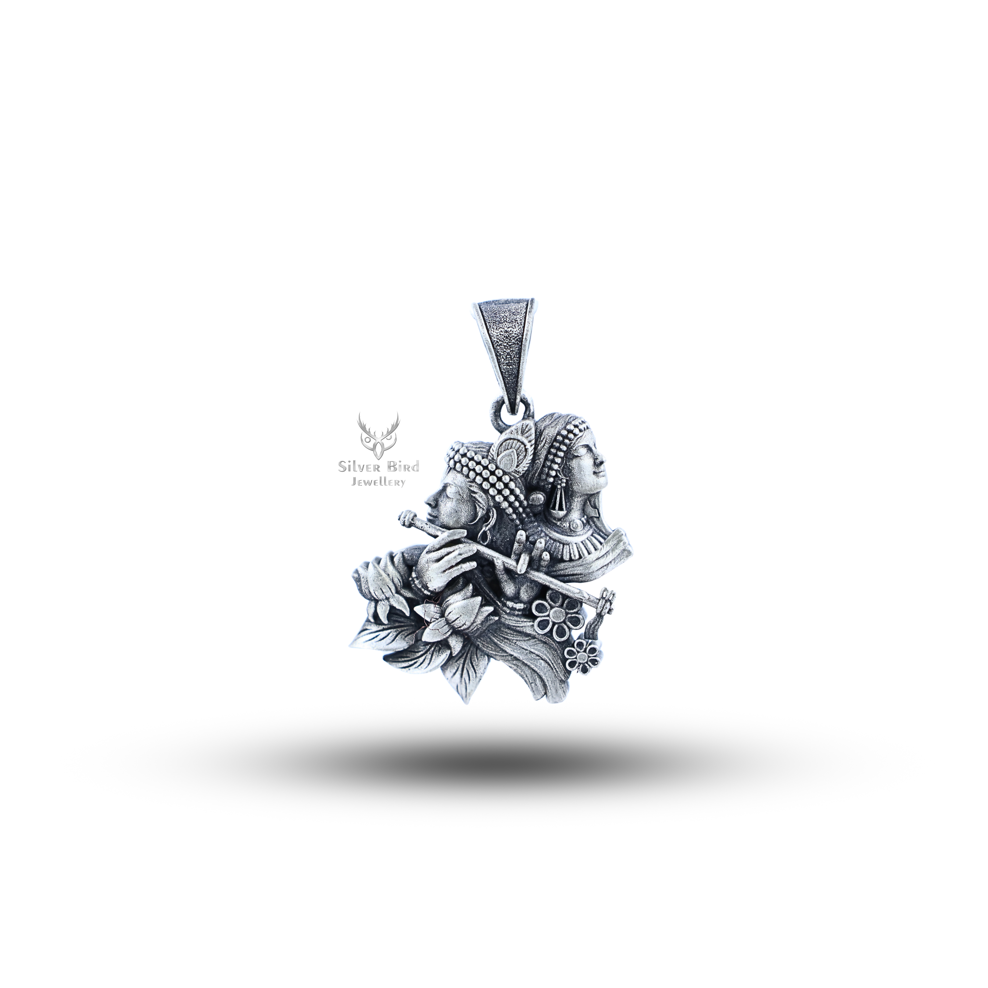 Lord Hare Krishna Radha Face 925 Sterling Silver Pendant