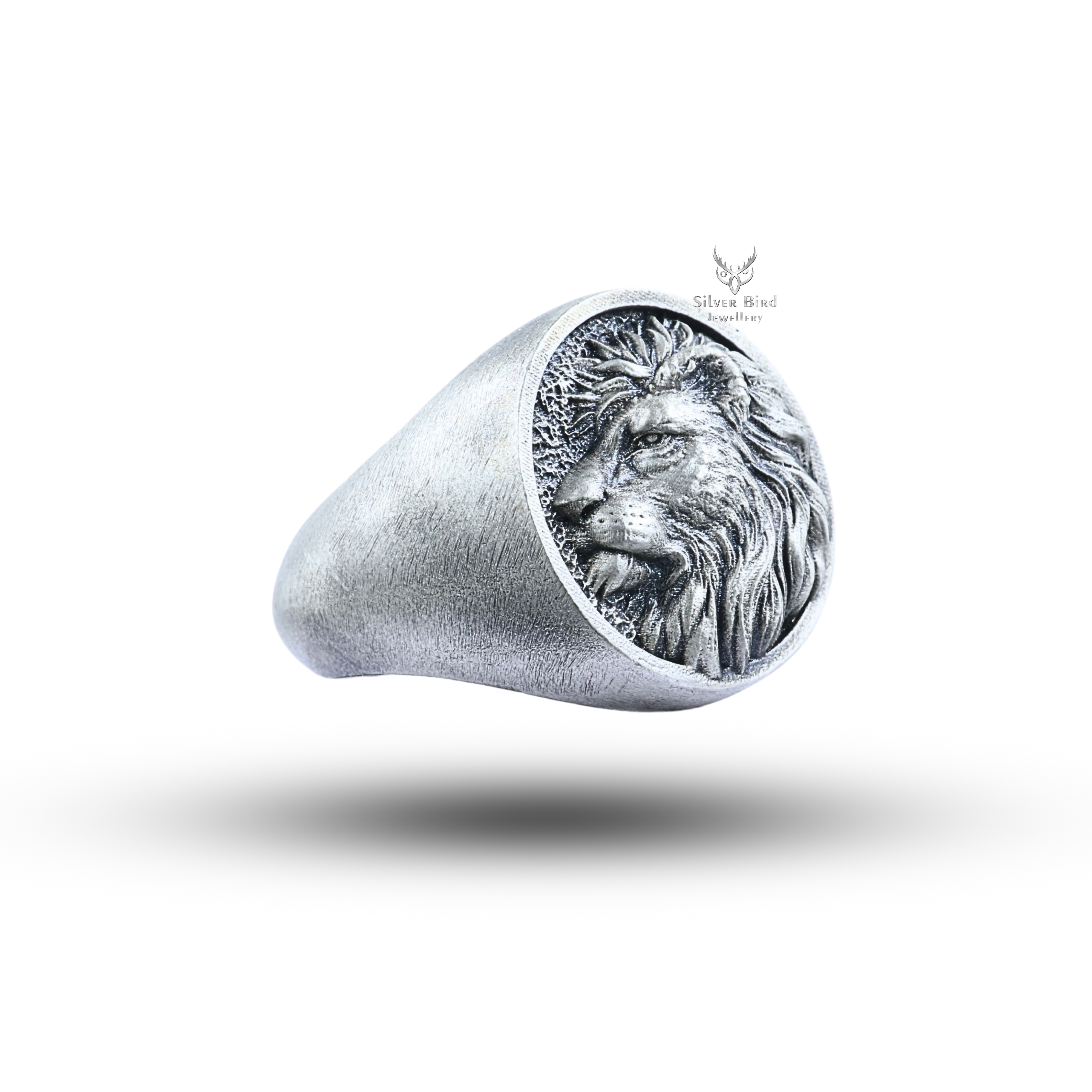 African Lion Head 925 Sterling Silver Signet Ring