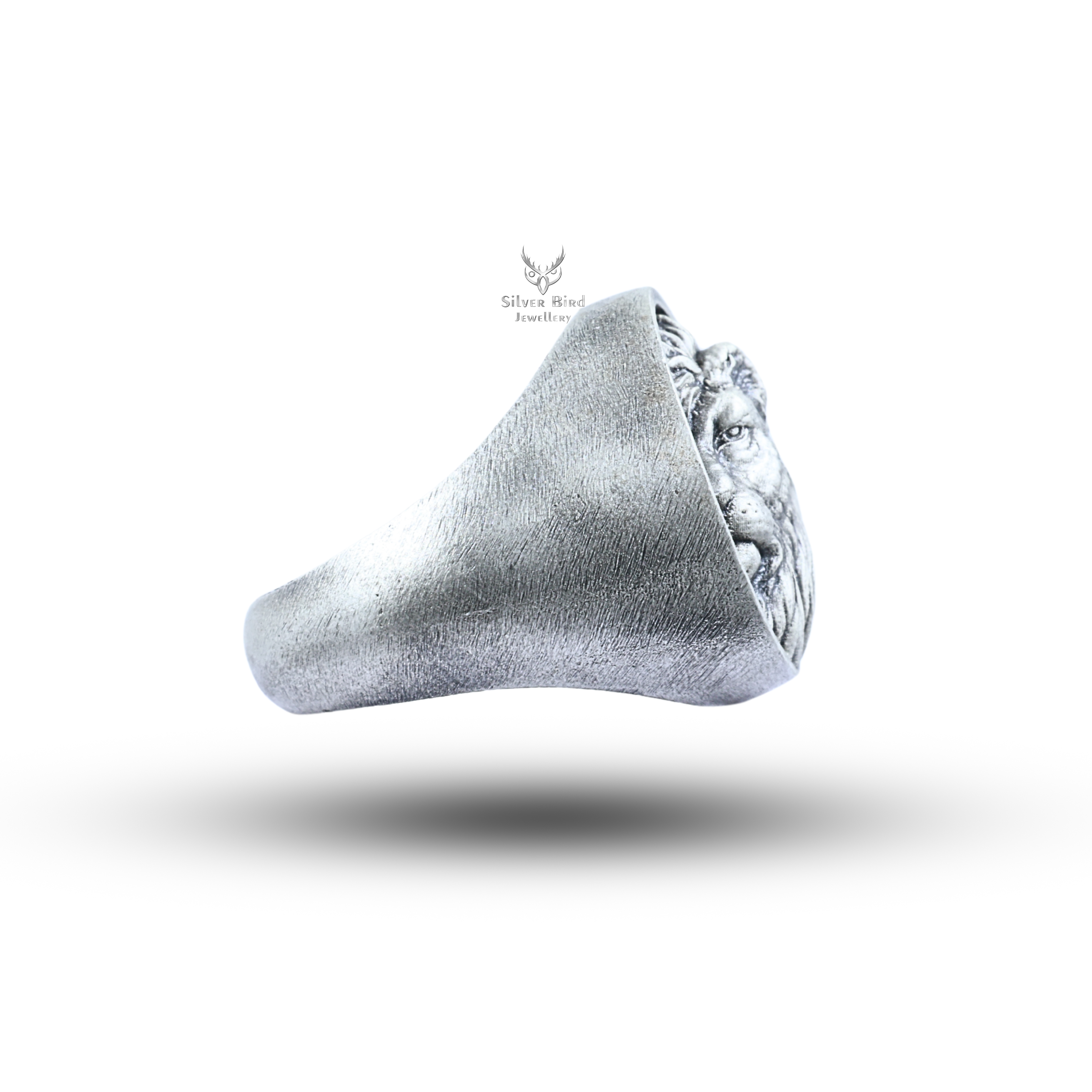 African Lion Head 925 Sterling Silver Signet Ring