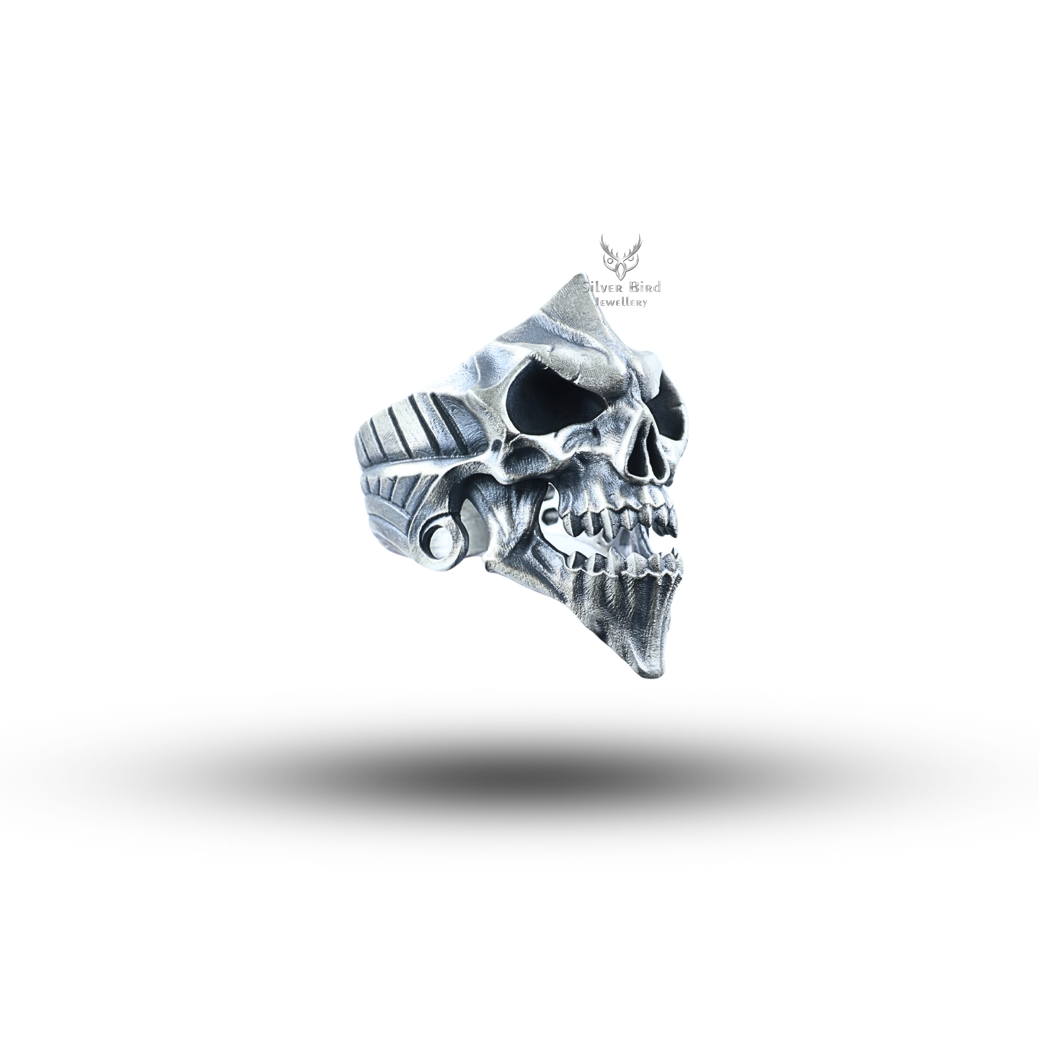 Open Jaw Skull 925 Sterling Silver Ring