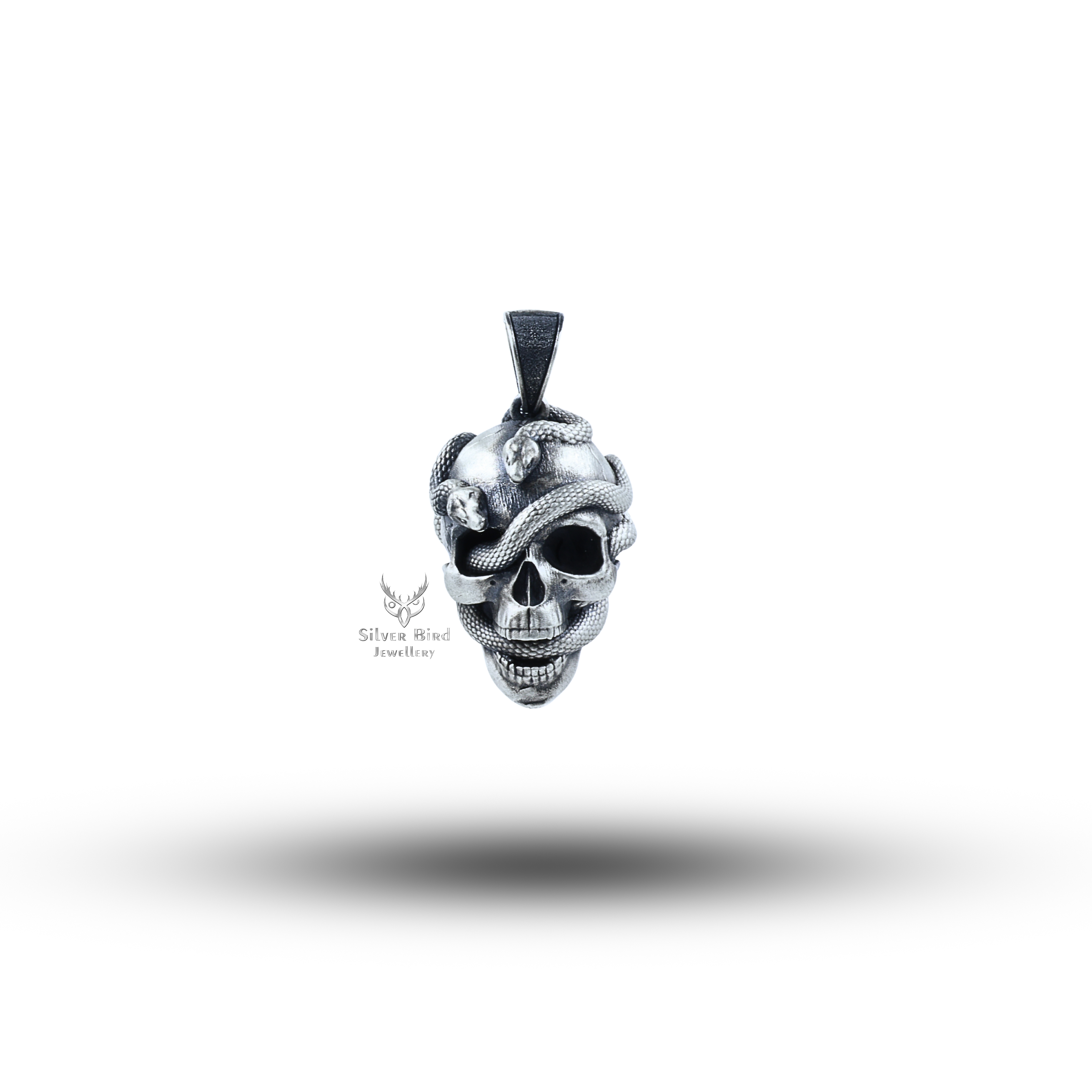 Skull Snake 925 Sterling Silver Pendant