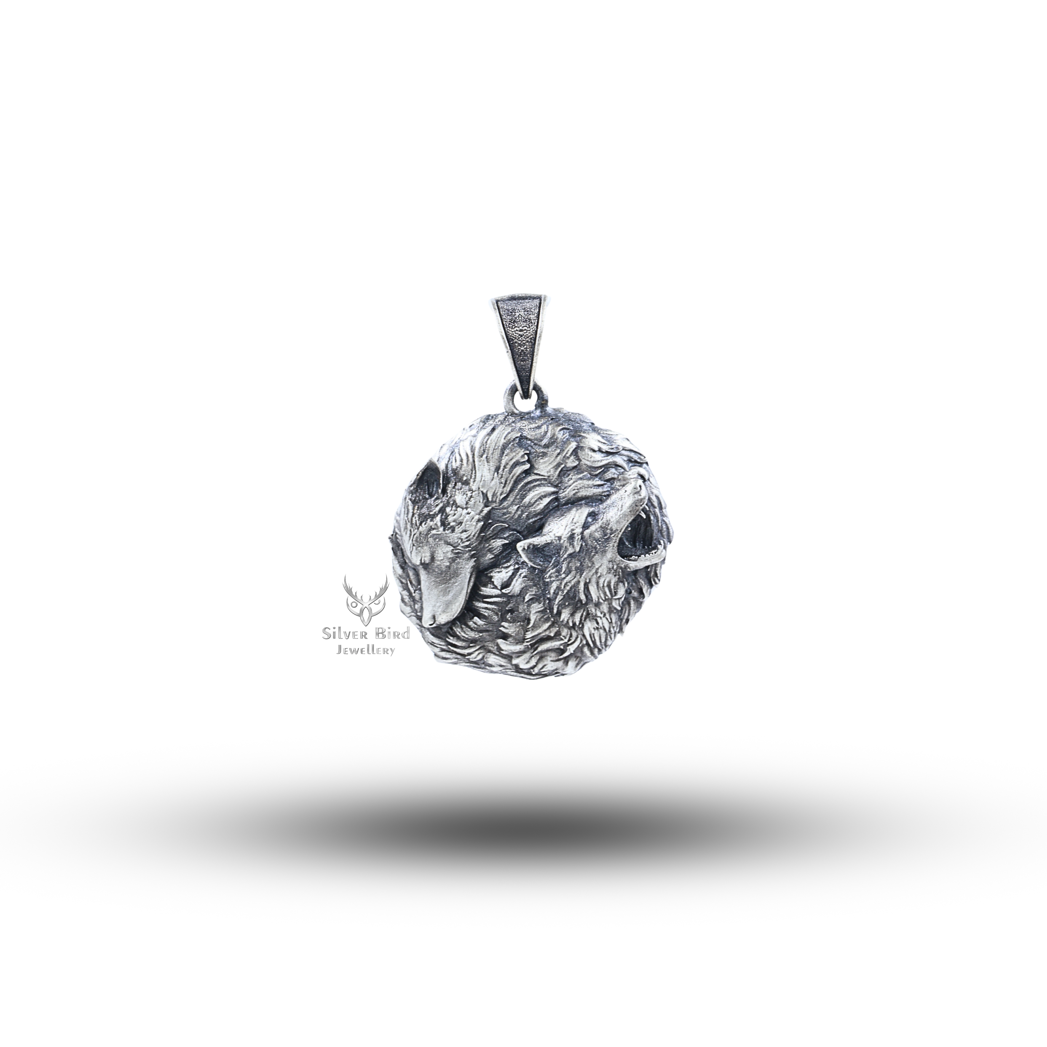 Twin Wolf 925 sterling silver Pendent
