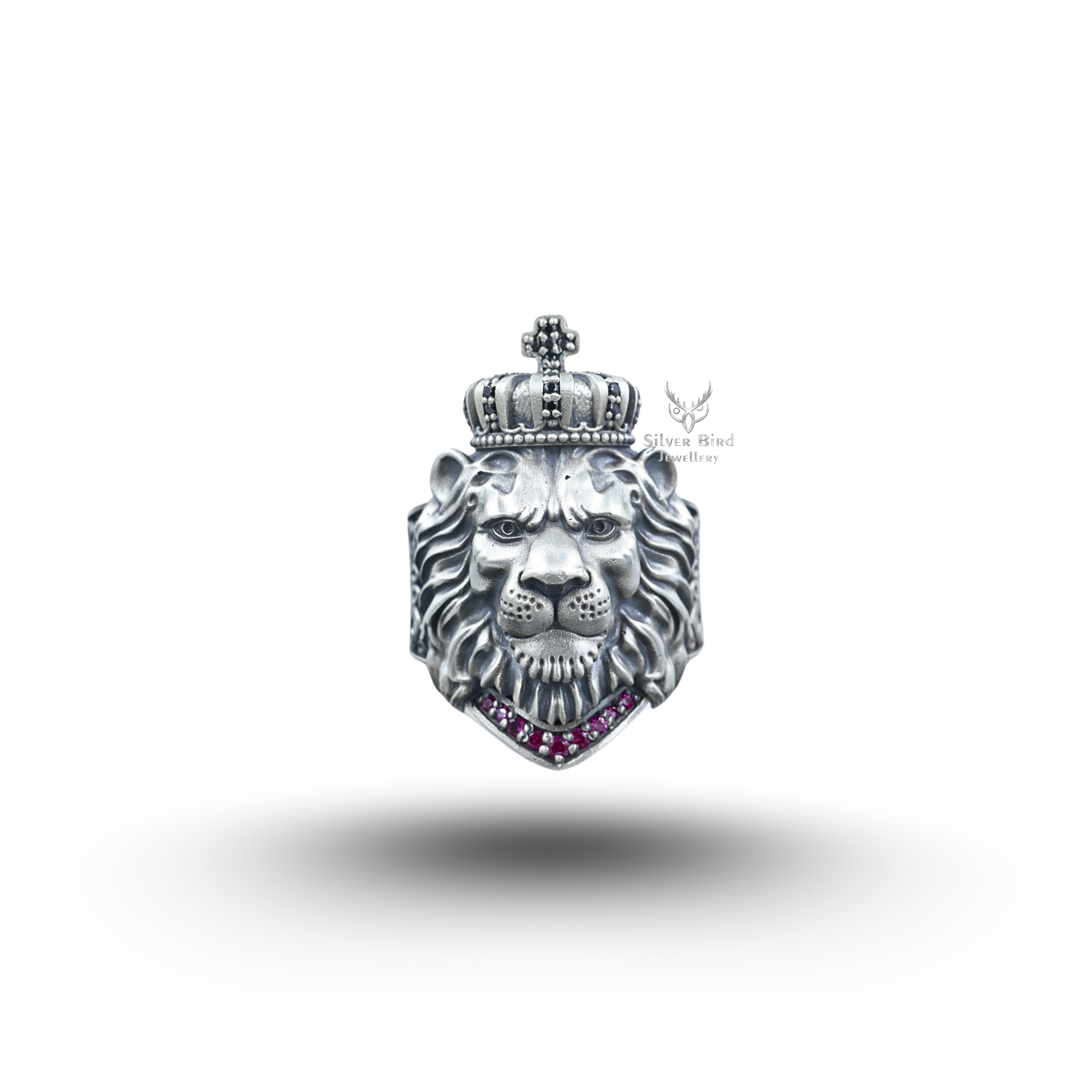 Royal Lion king Crown Animal 925 sterling silver ring