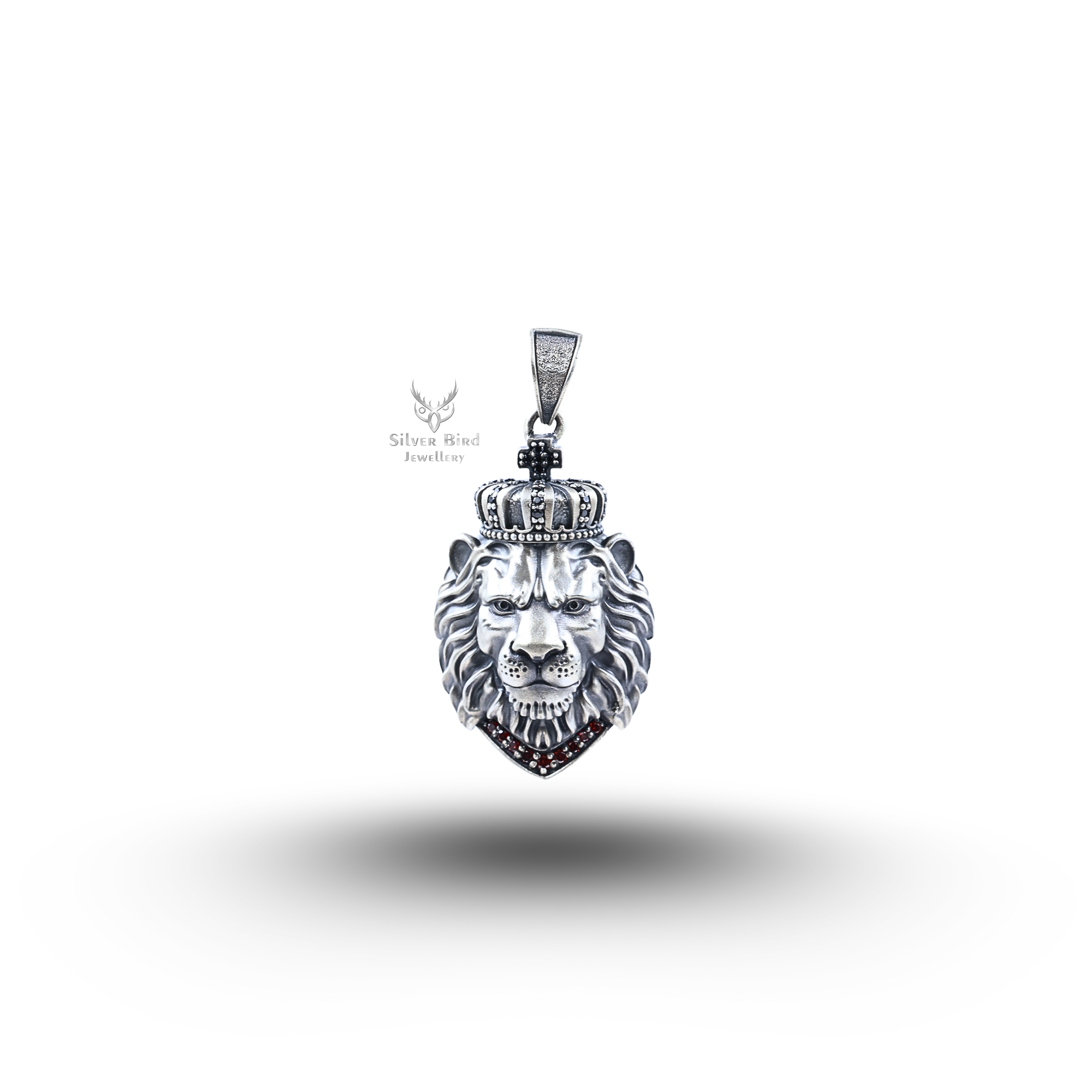 Royal Lion king Crown Animal 925 sterling silver Pendant