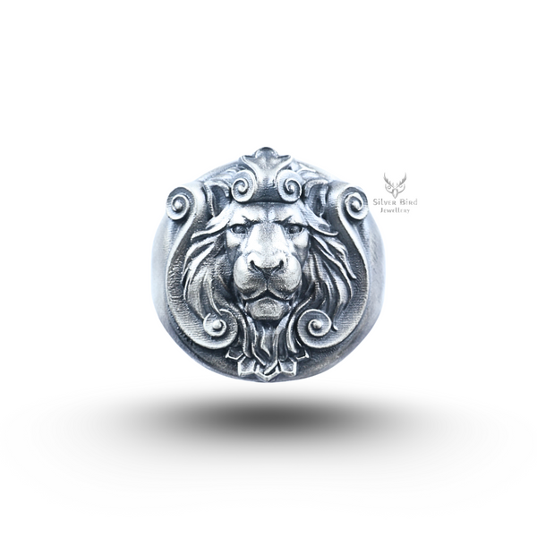 Antique Style African Lion 925 Sterling Silver Ring