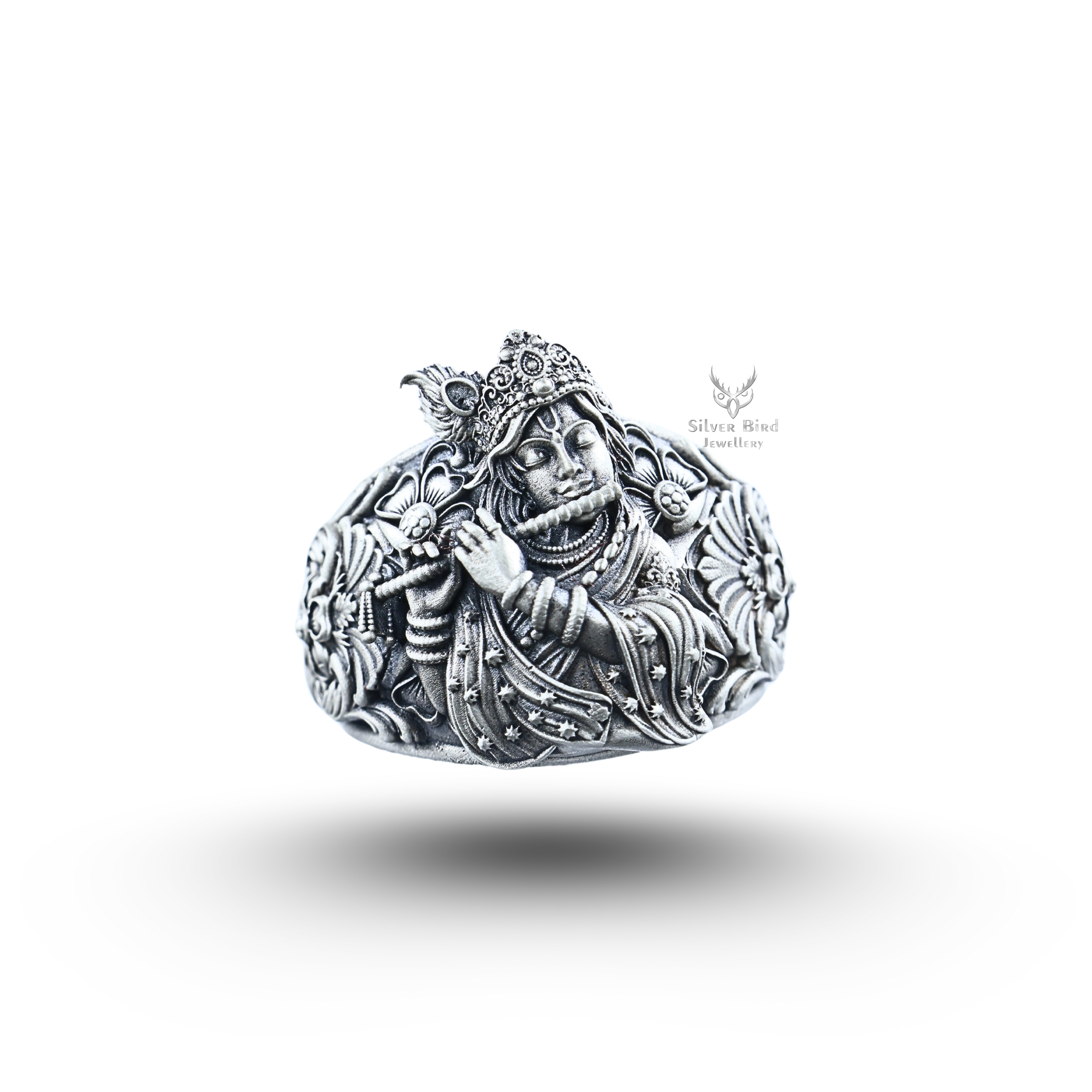 Supreme Deity God Krishna Vishnu avatar 925 Sterling Silver Ring