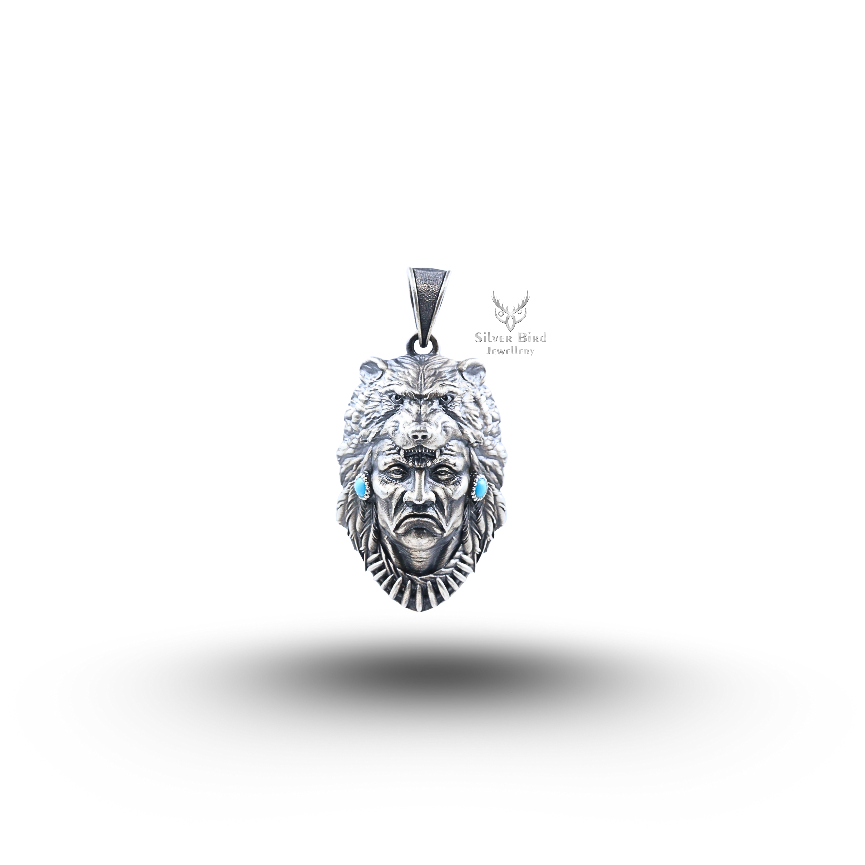 Native American Chief 925 Sterling Silver Pendant