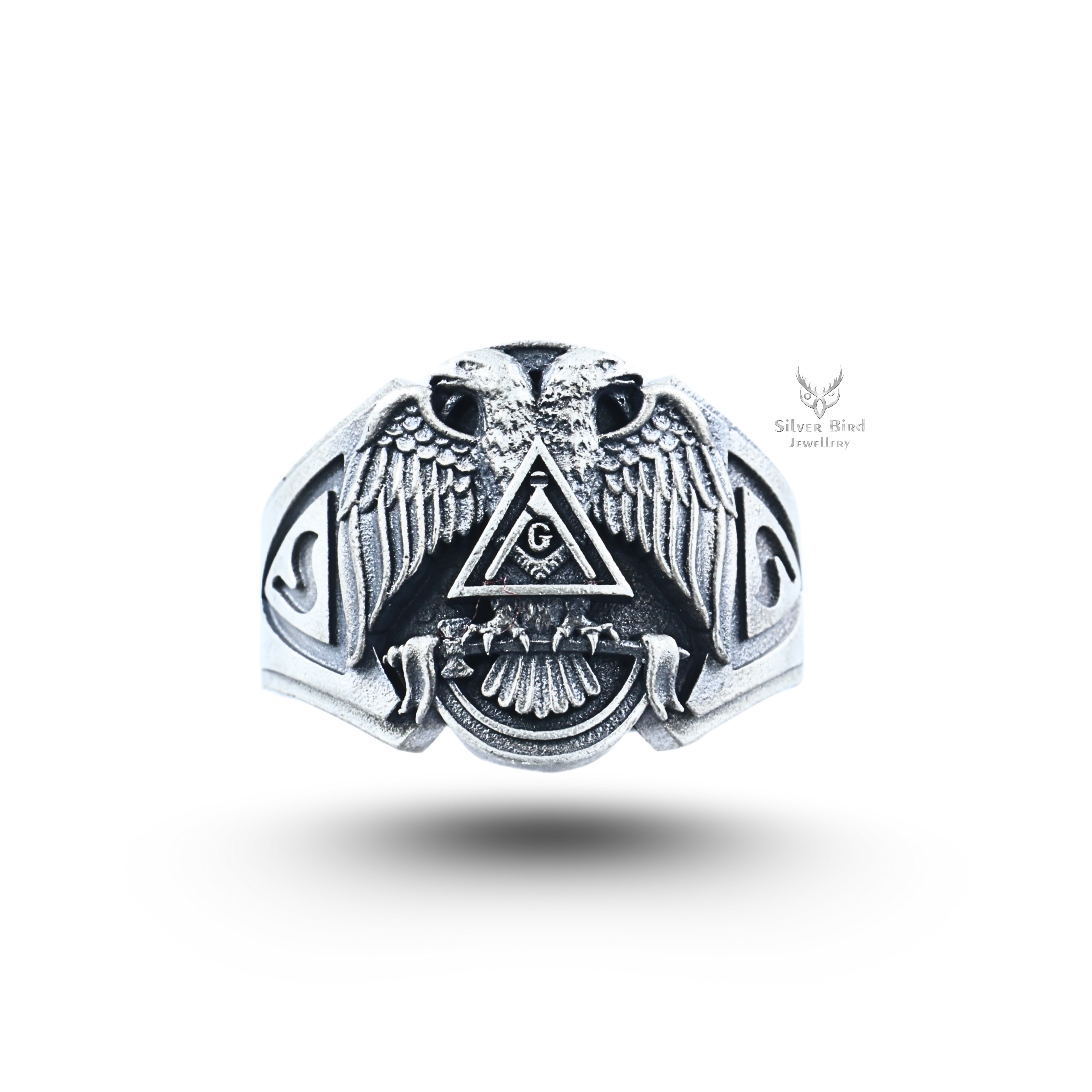 Masonic Eagles 925 Sterling Silver Ring