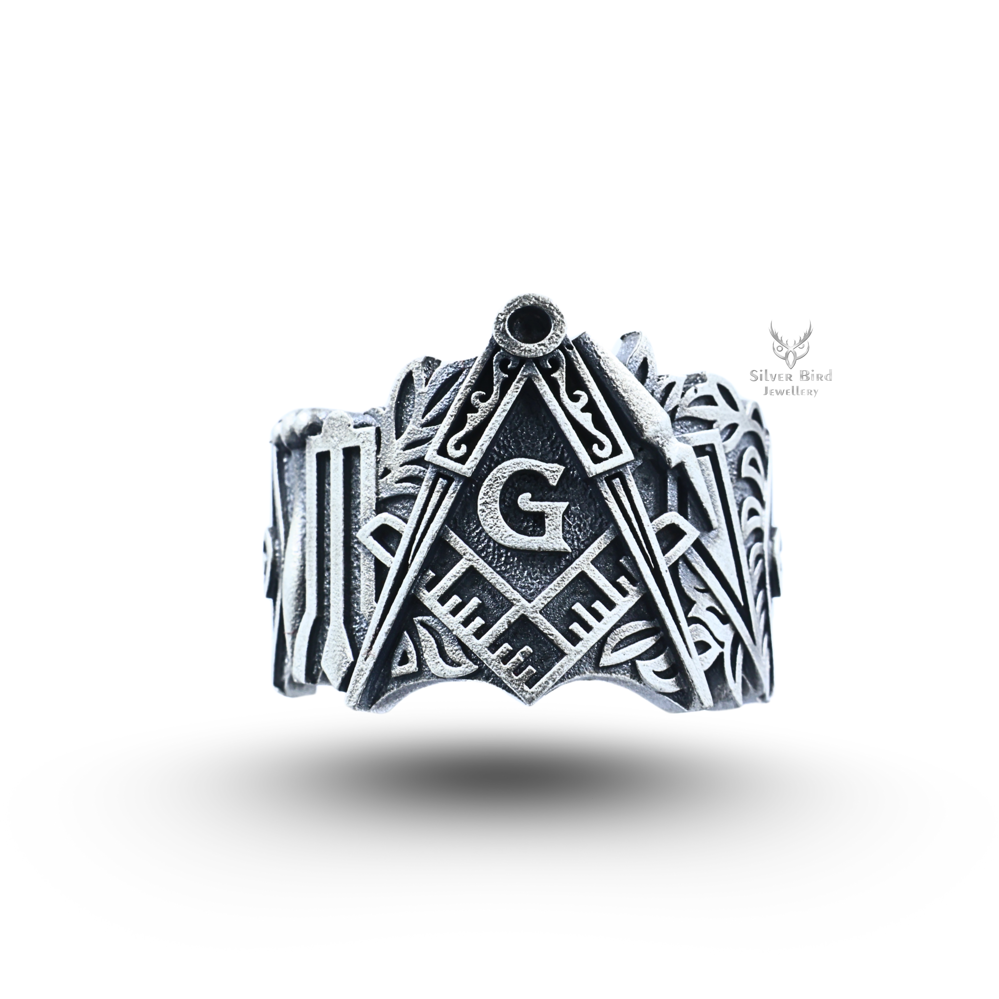 Masonic Man Compass 925 Sterling Silver Ring