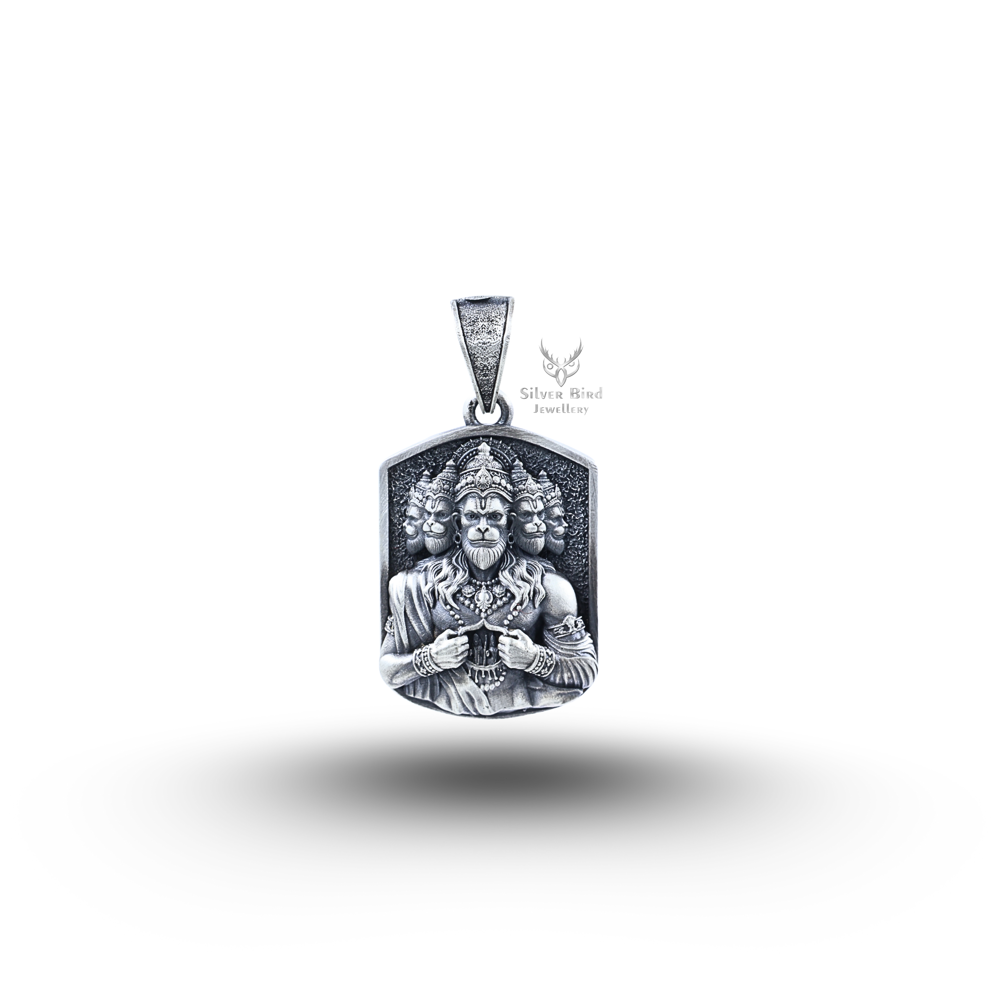 Panchmukhi Hanuman God Evil Protector Hinduism Divine Son Wind 925 Silver Pendant