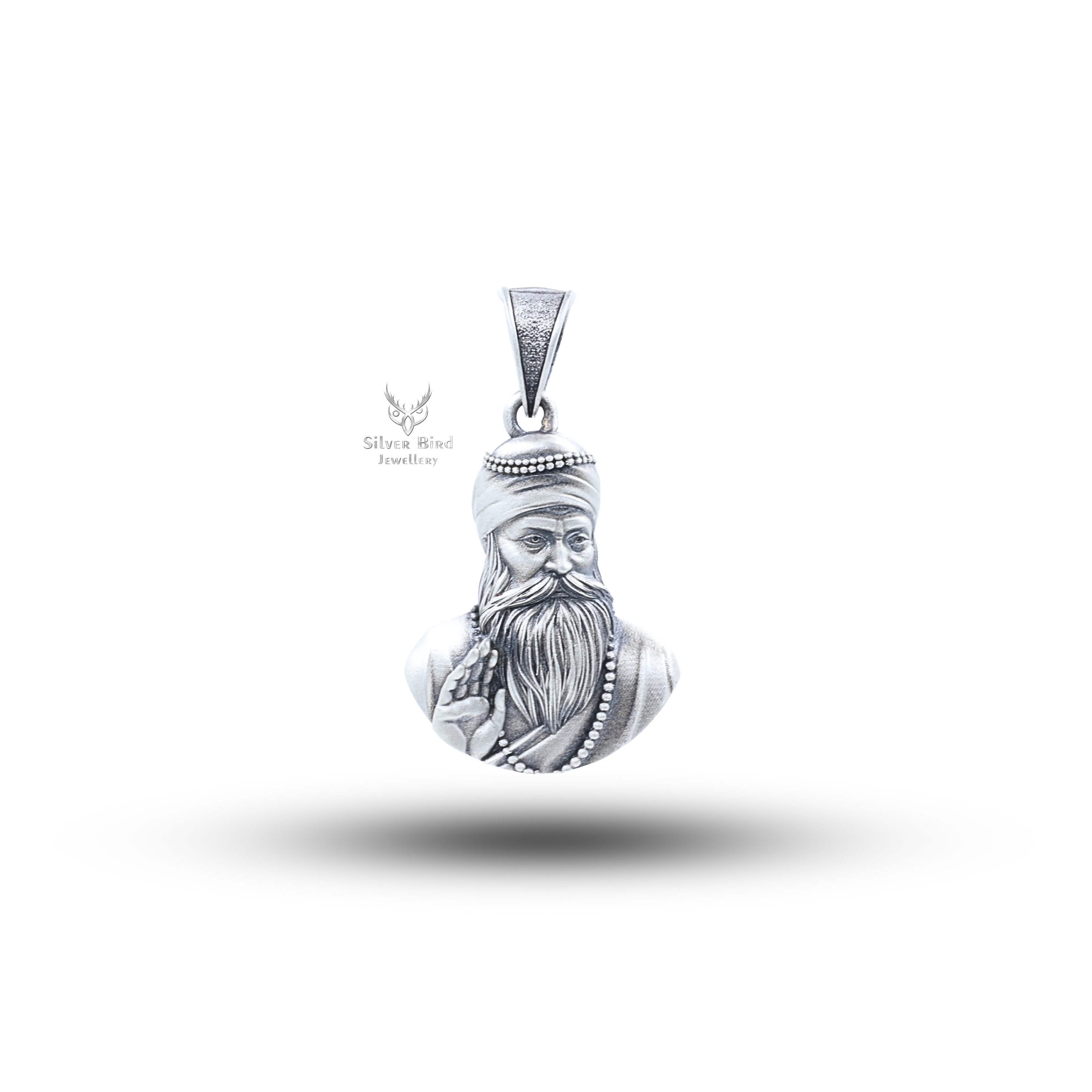 Guru Baba Nanak Dev Ji Sikh Spiritual 925 Sterling Silver Pendant