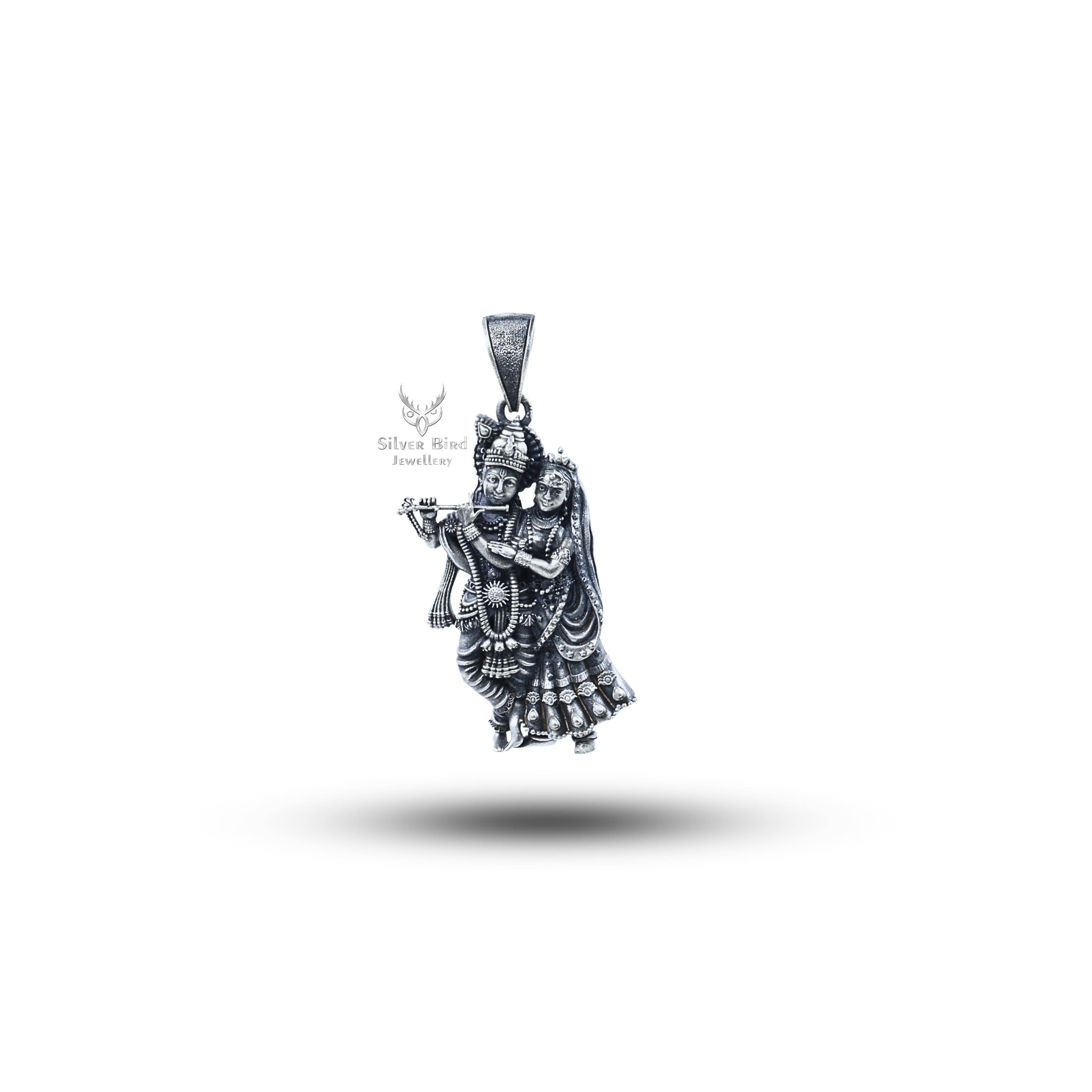 Lord Hare Krishna Radha 925 Sterling Silver Pendant