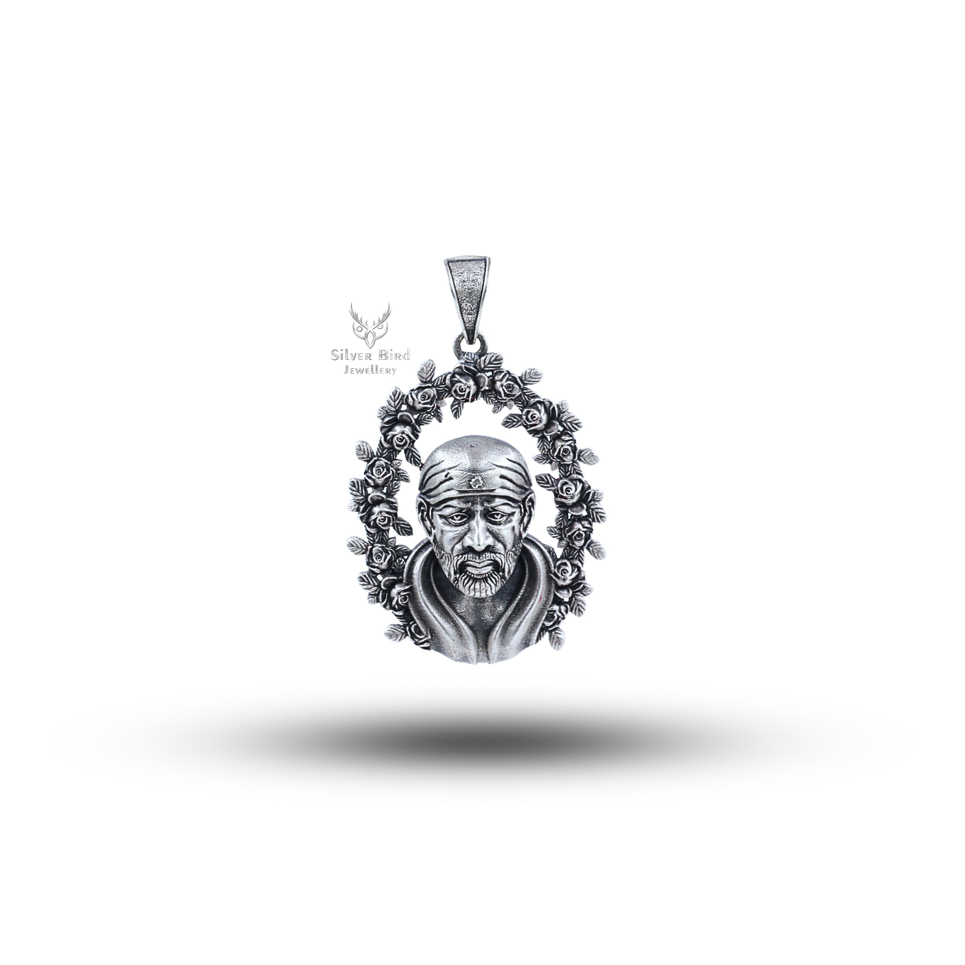 SaiBaba 925 Sterling Pendant with Flower Frame