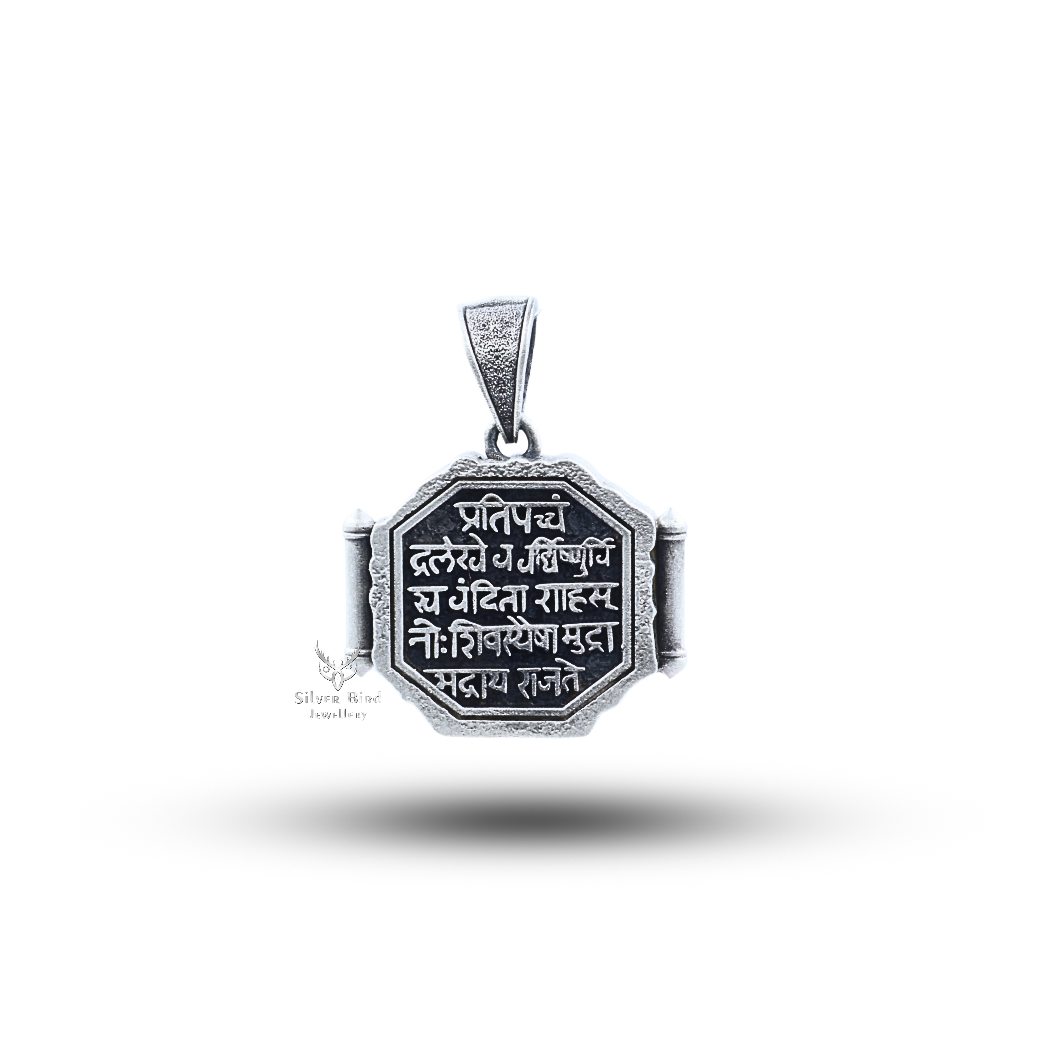 Shivaji Maharaj Mudra Oxidized 925 Sterling Silver Pendant