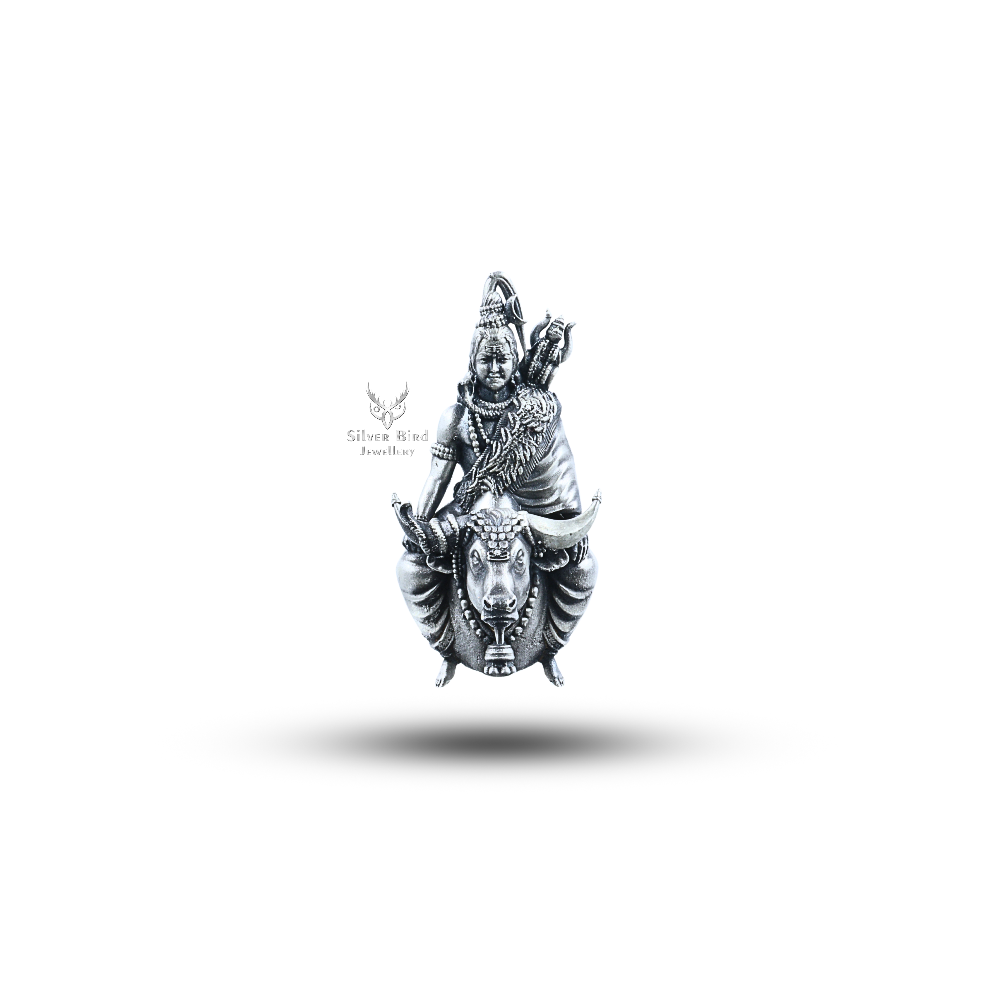 God Shiva on Nandiji 925 Sterling Silver Pendant