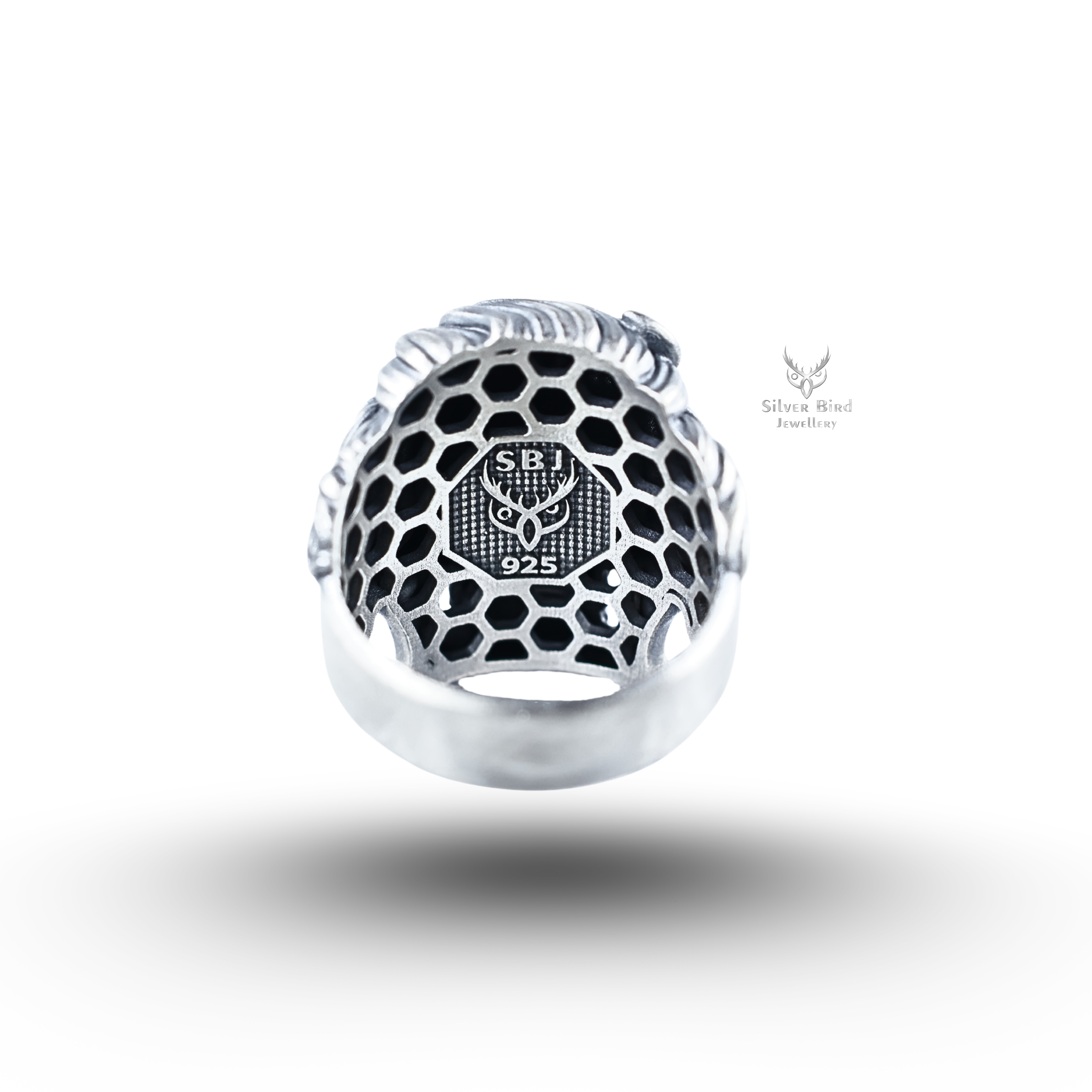 Gentleman Mustached Gothic Skull 925 Sterling Silver Ring