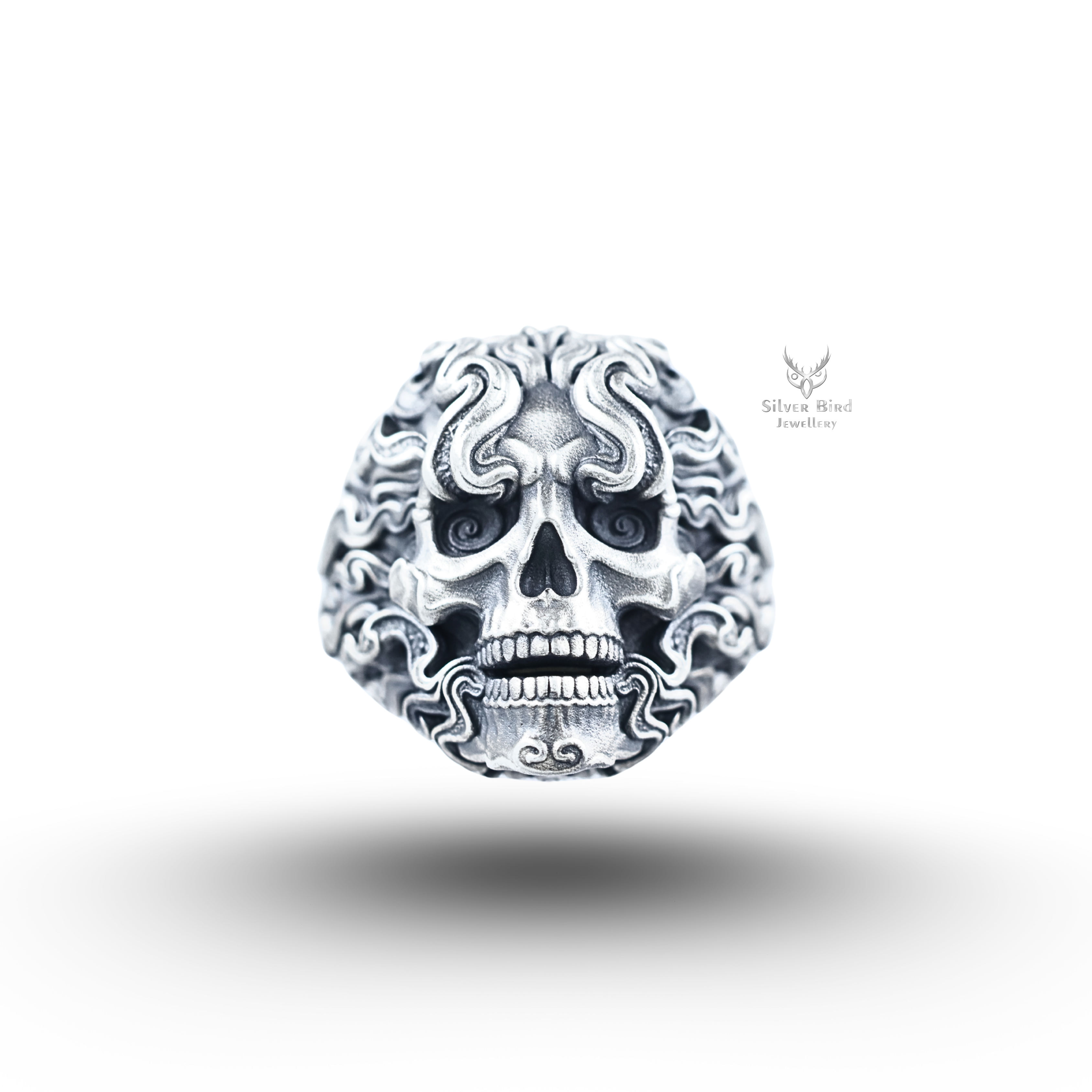 Smoke Skull 925 Sterling Silver Ring