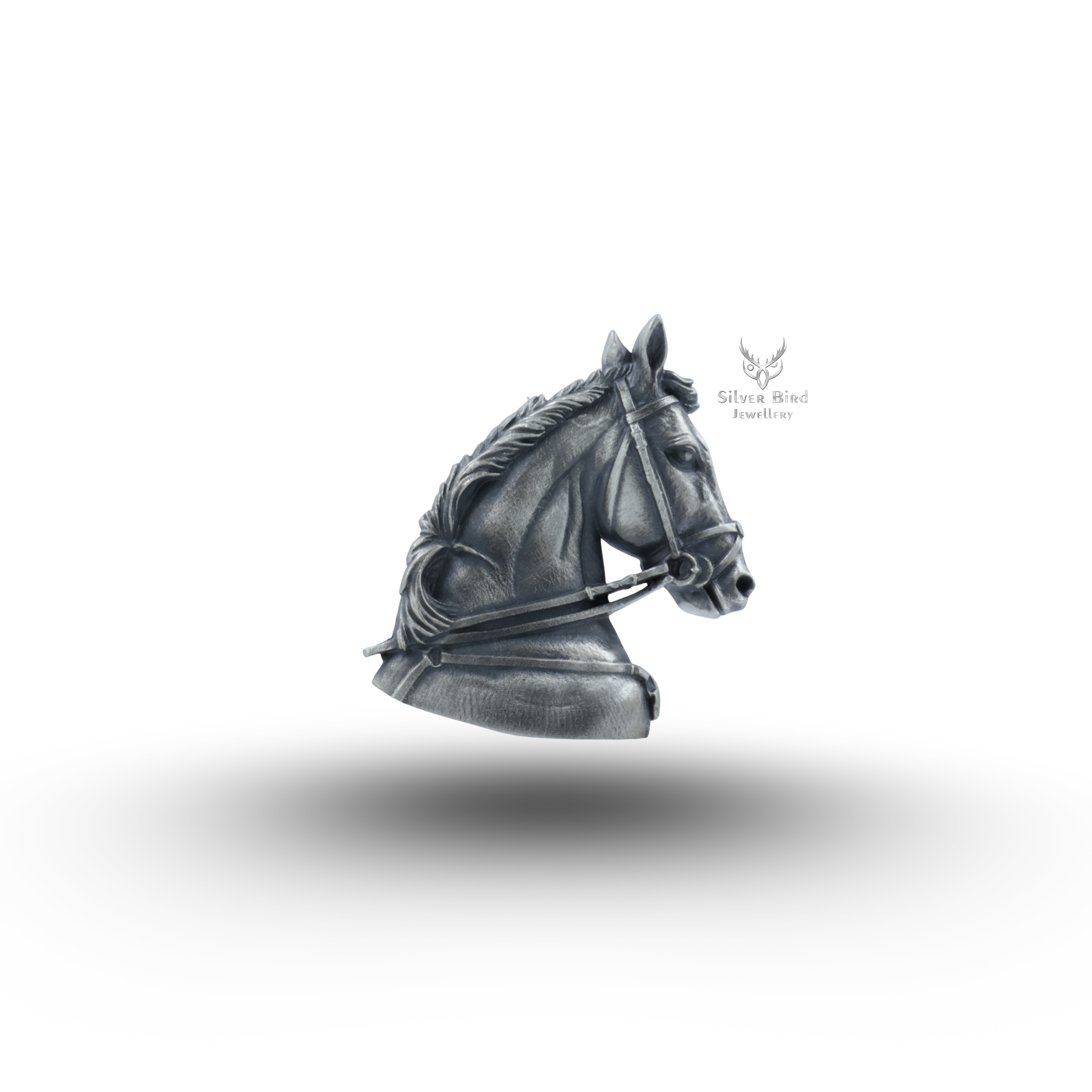 Horse Head Face  925 Sterling Silver Brooch