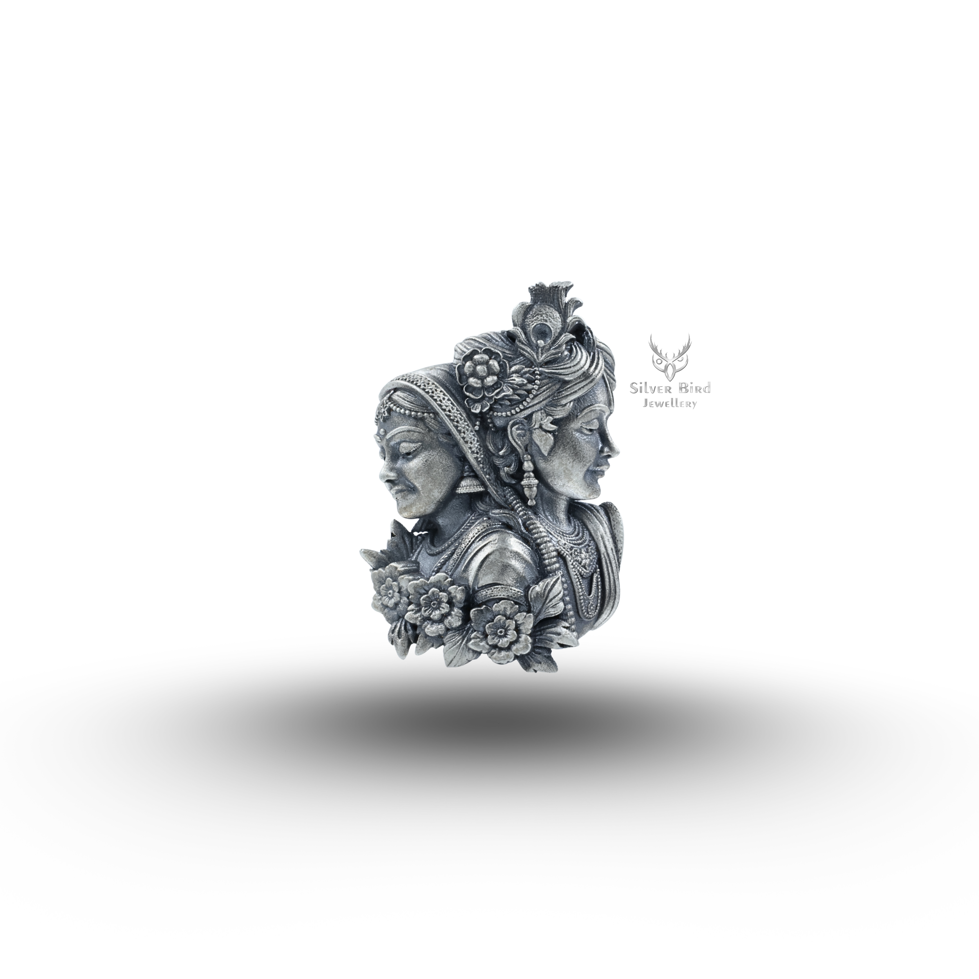 Radha Krushna 925 Sterling Silver Brooch