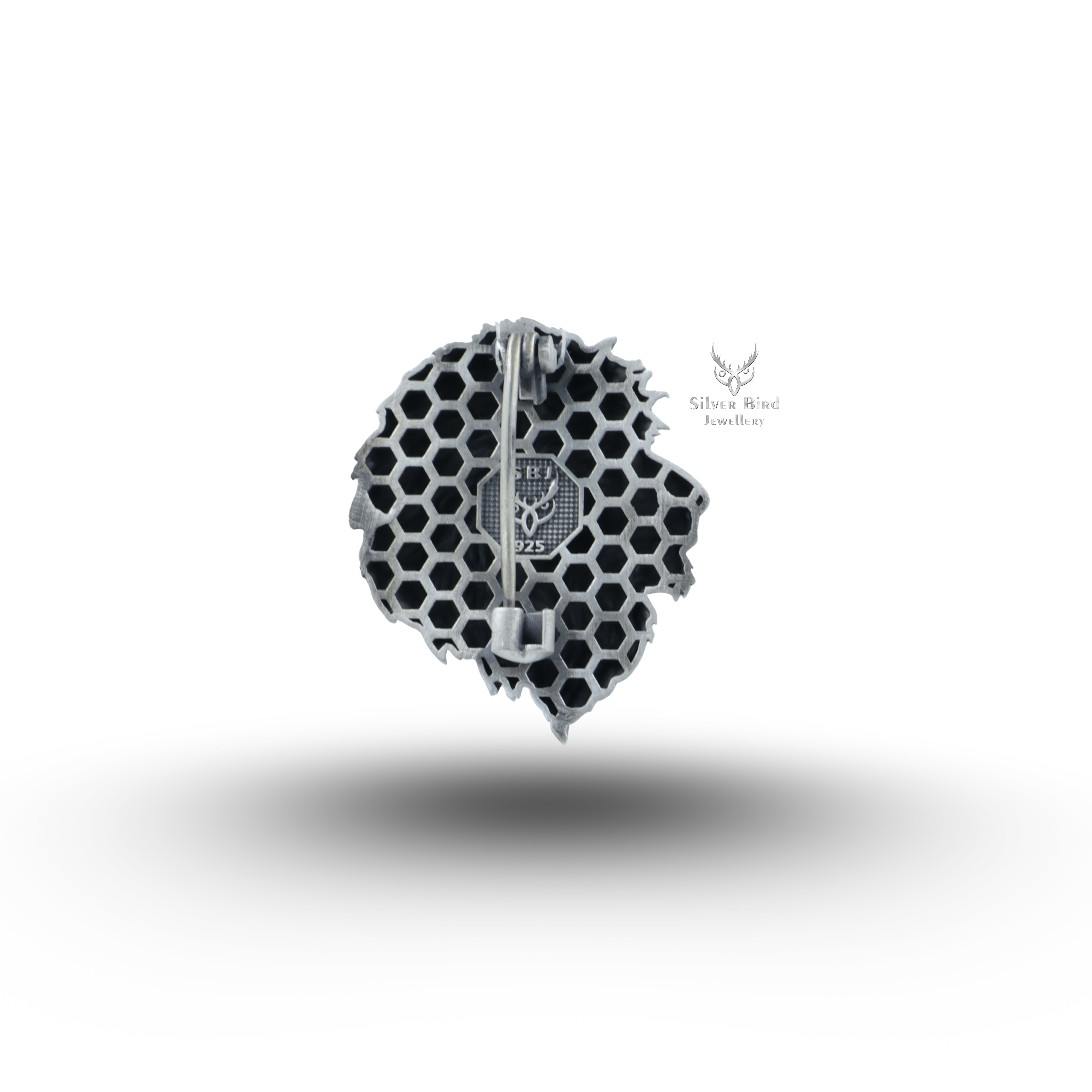 African Lion Face  925 Sterling Silver Brooch