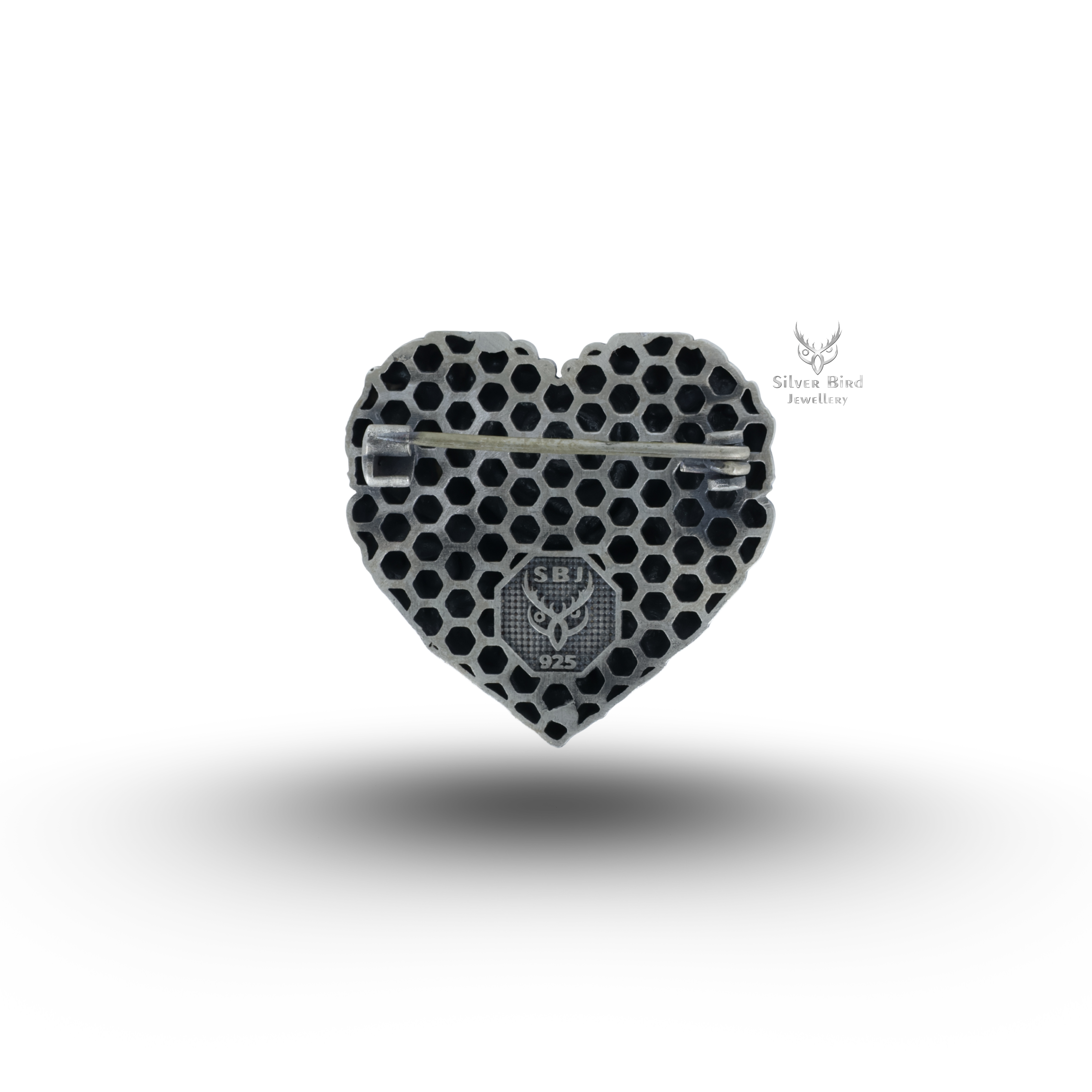 Rose Heart  925 Sterling Silver Brooch