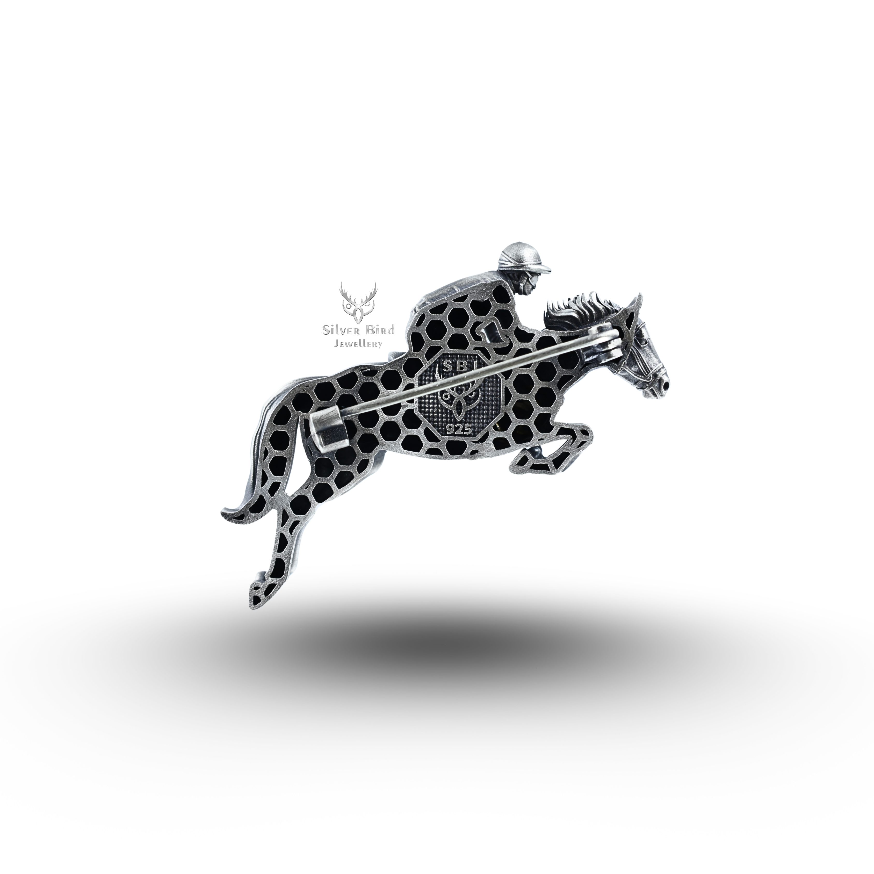 Equestrian Jockey Horse Brooch | 925 Sterling Silver | Vintage-Style Luxury | Perfect Gift for Horse Lovers