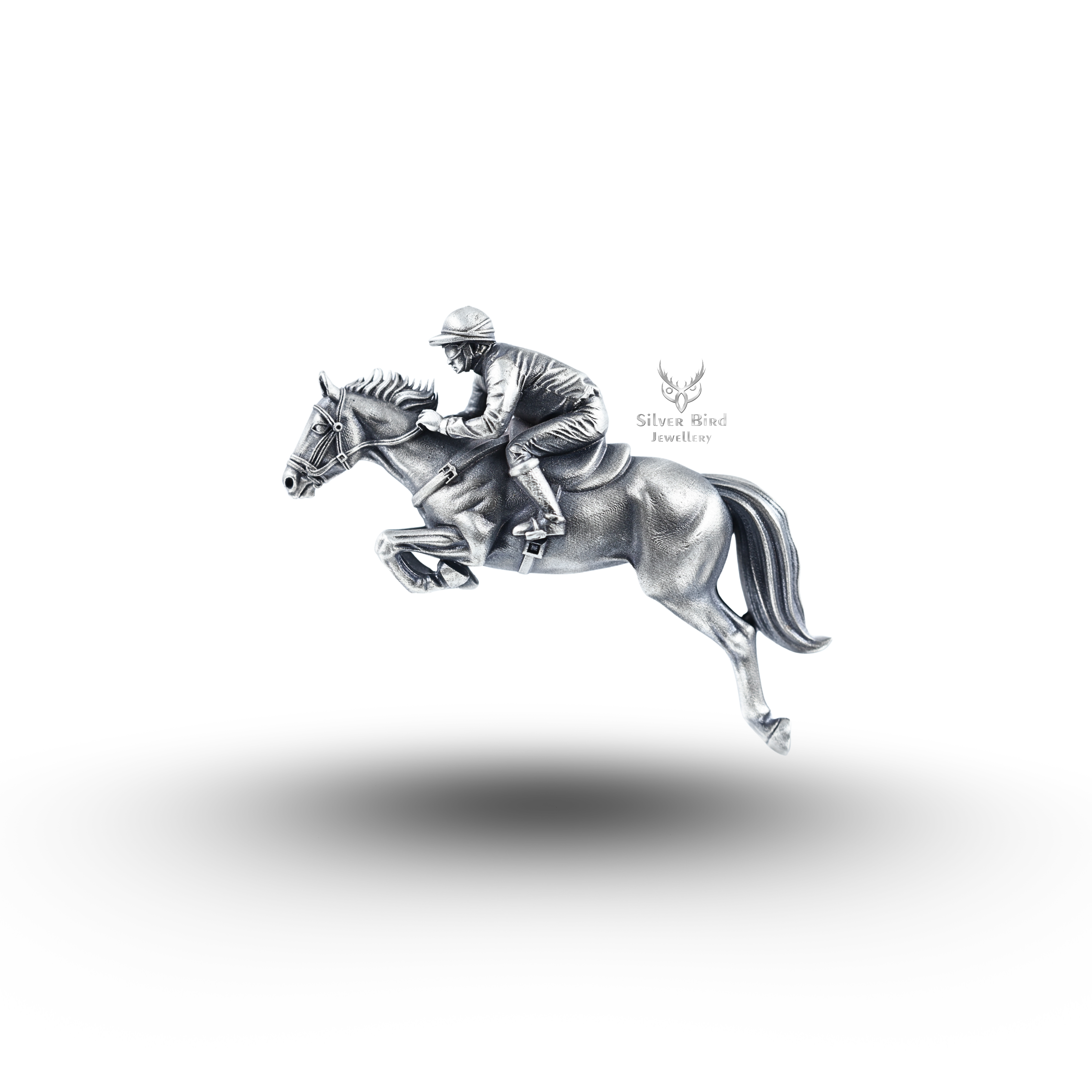 Equestrian Jockey Horse Brooch | 925 Sterling Silver | Vintage-Style Luxury | Perfect Gift for Horse Lovers