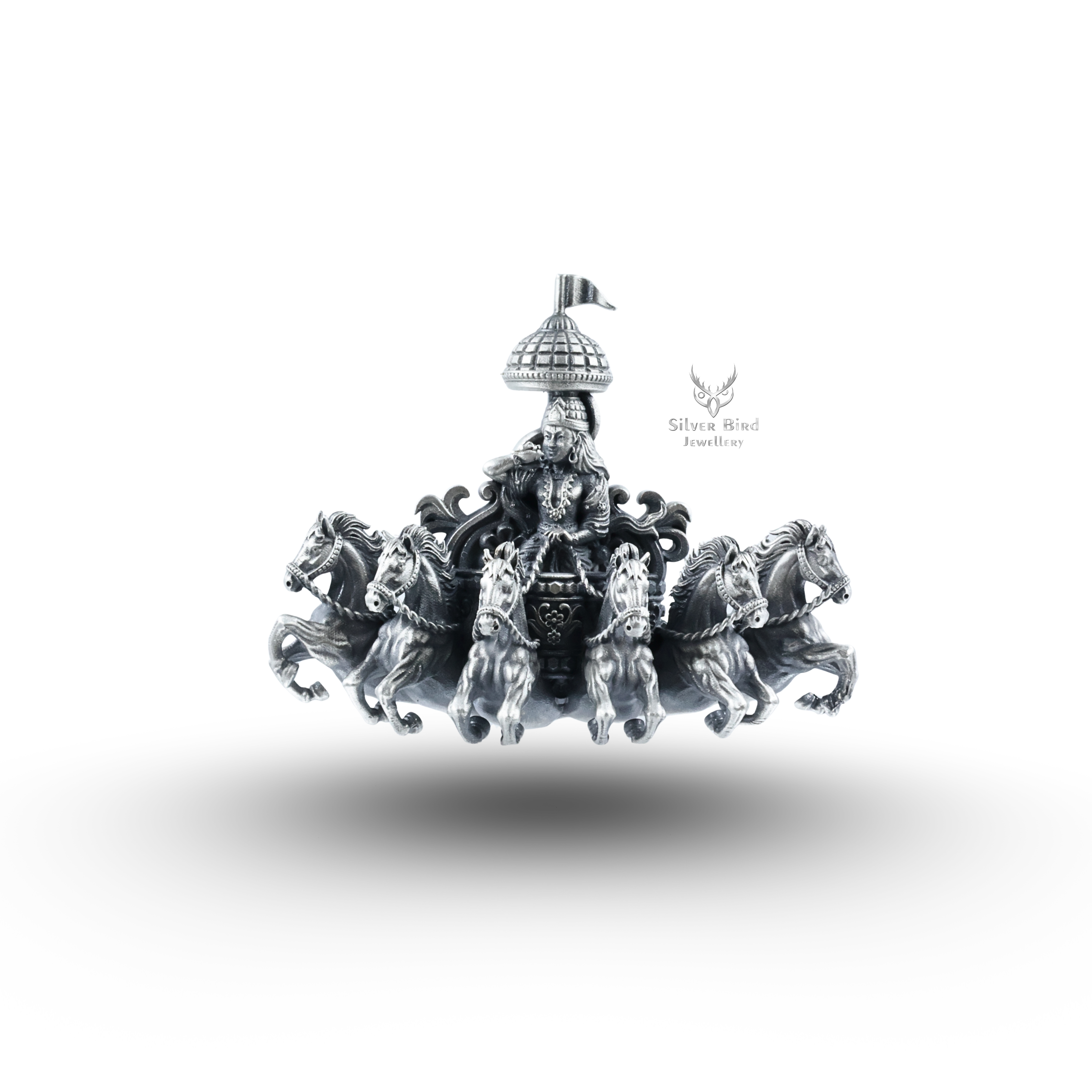 Dharma Rath Arjun Chariot 925 Sterling Silver Brooch