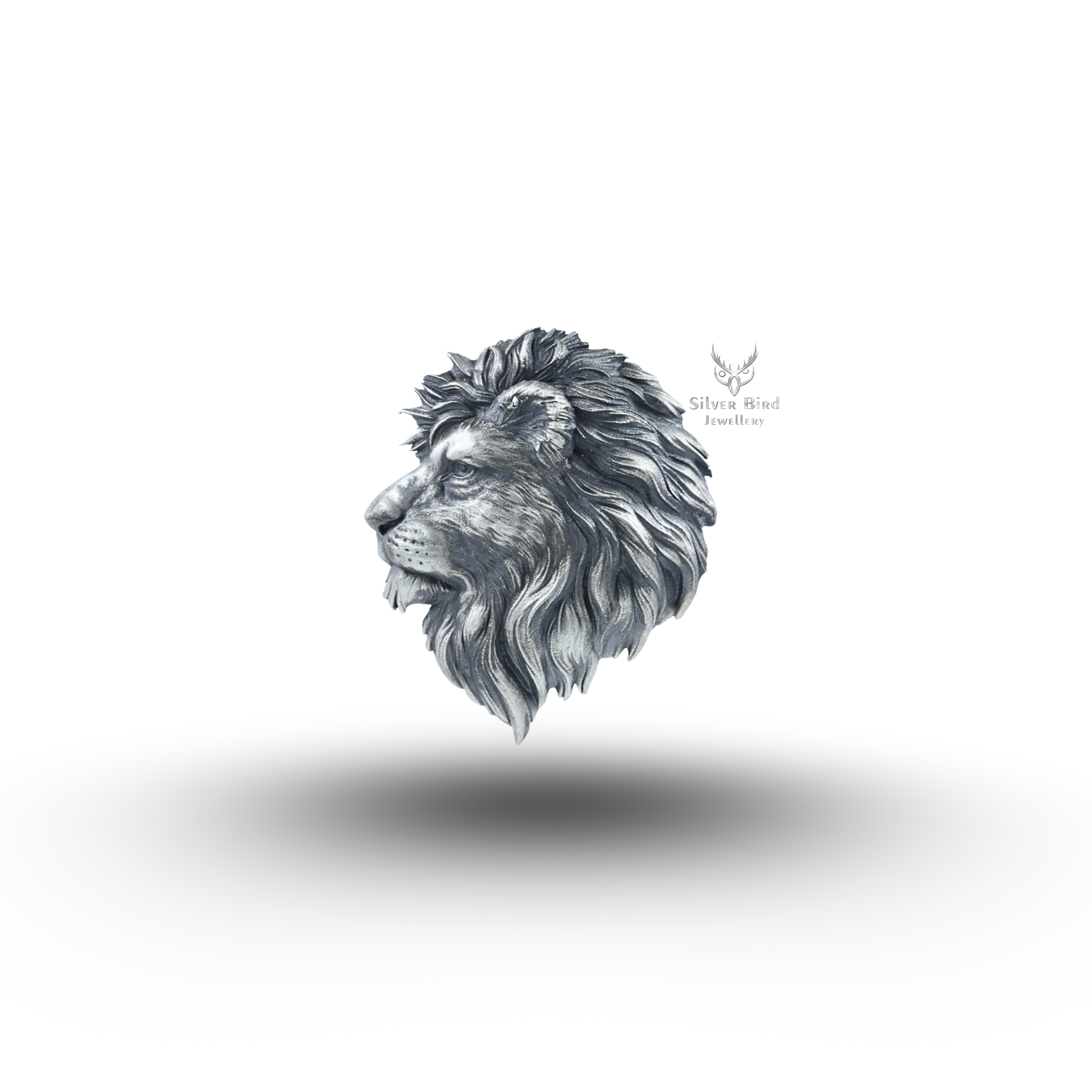 African Lion Face  925 Sterling Silver Brooch