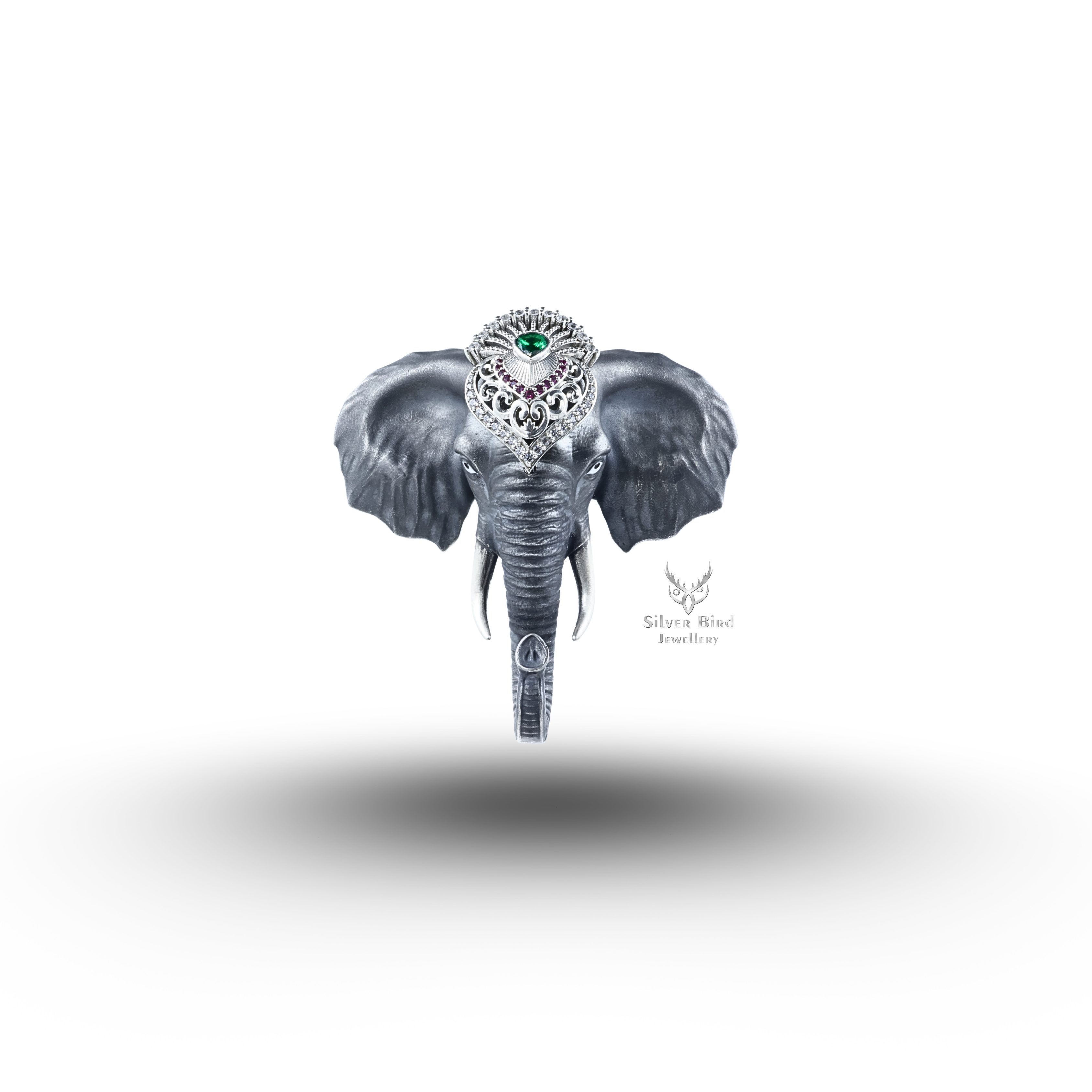 Royal Elephant Crown Pearls Cubic Zircon Animal 925 sterling Silver Brooch